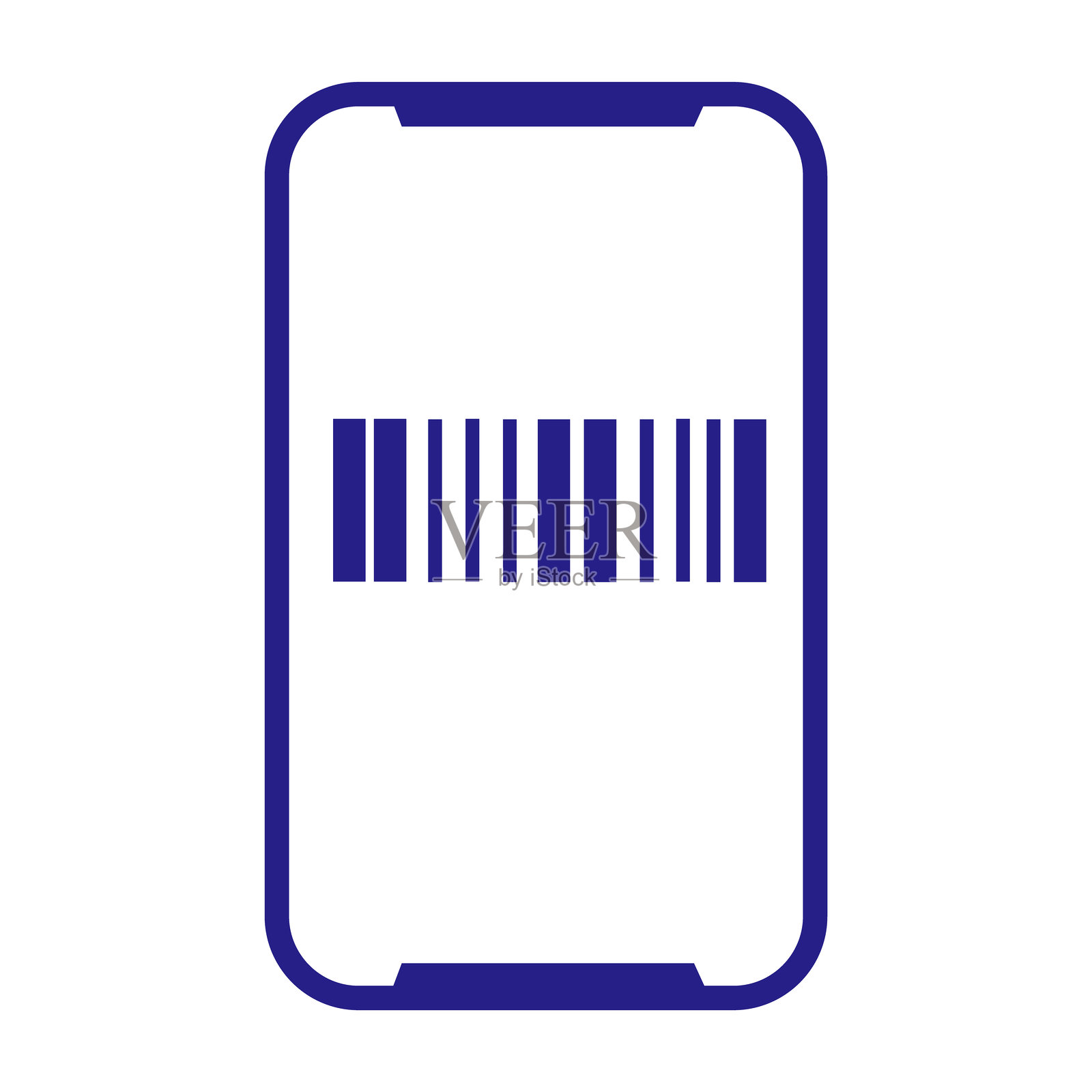 智能手机屏幕上显示的条形码插画图片素材