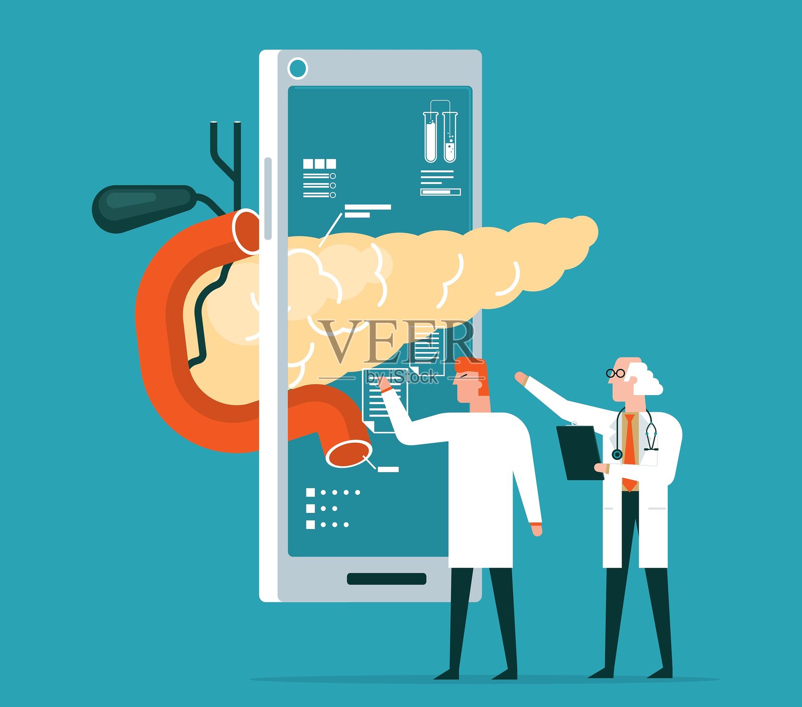 胰腺 - 分析中插画图片素材