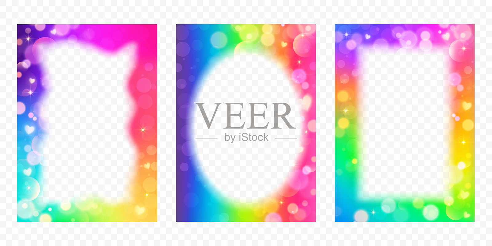 渐变边框与模糊边缘。抽象彩虹矢量设计。可爱的发光霓虹模板。现代女孩风格的柔和矩形背景，适用于横幅和海报。插画图片素材