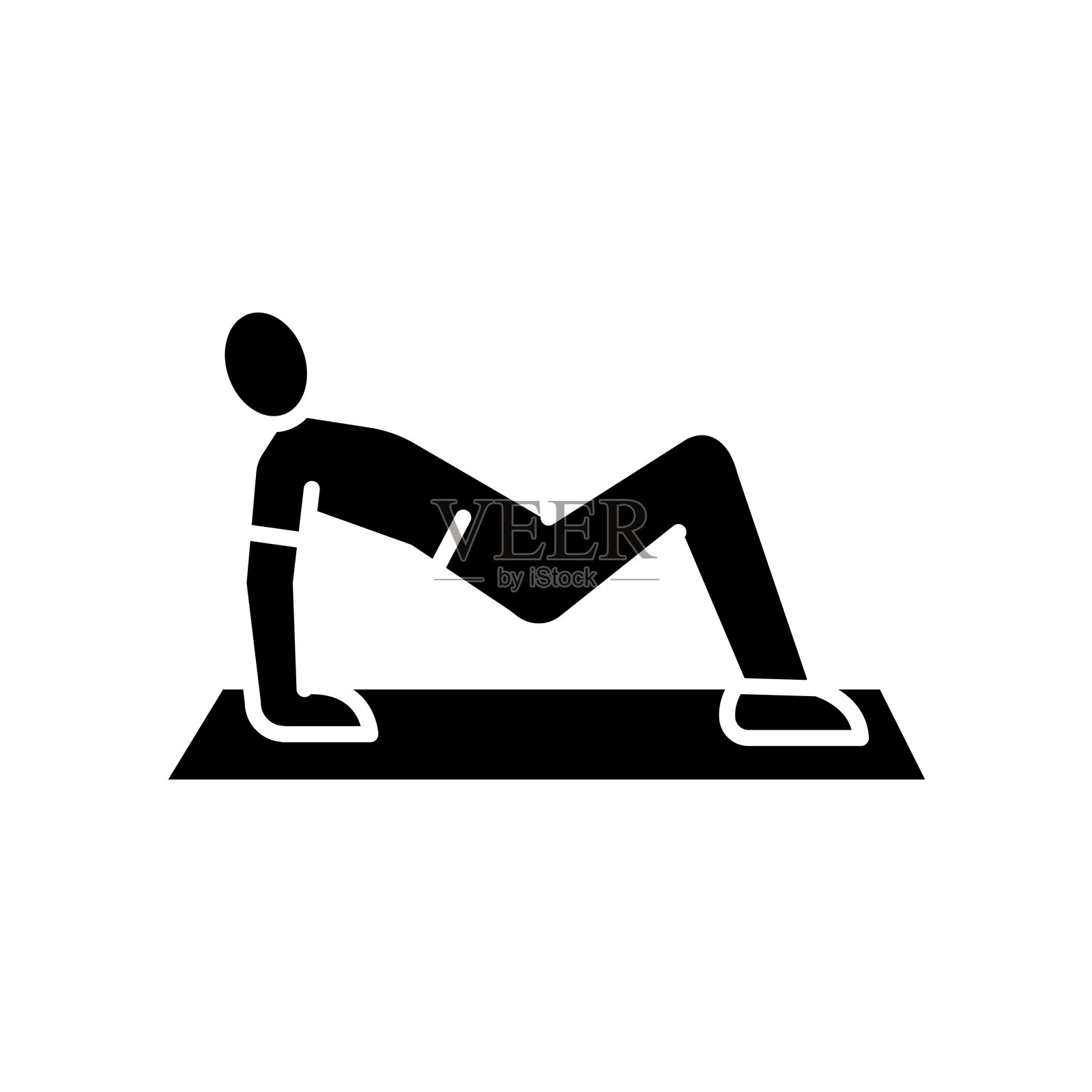 黑色平面图标的三头肌下压，适用于数字和印刷项目。插画图片素材