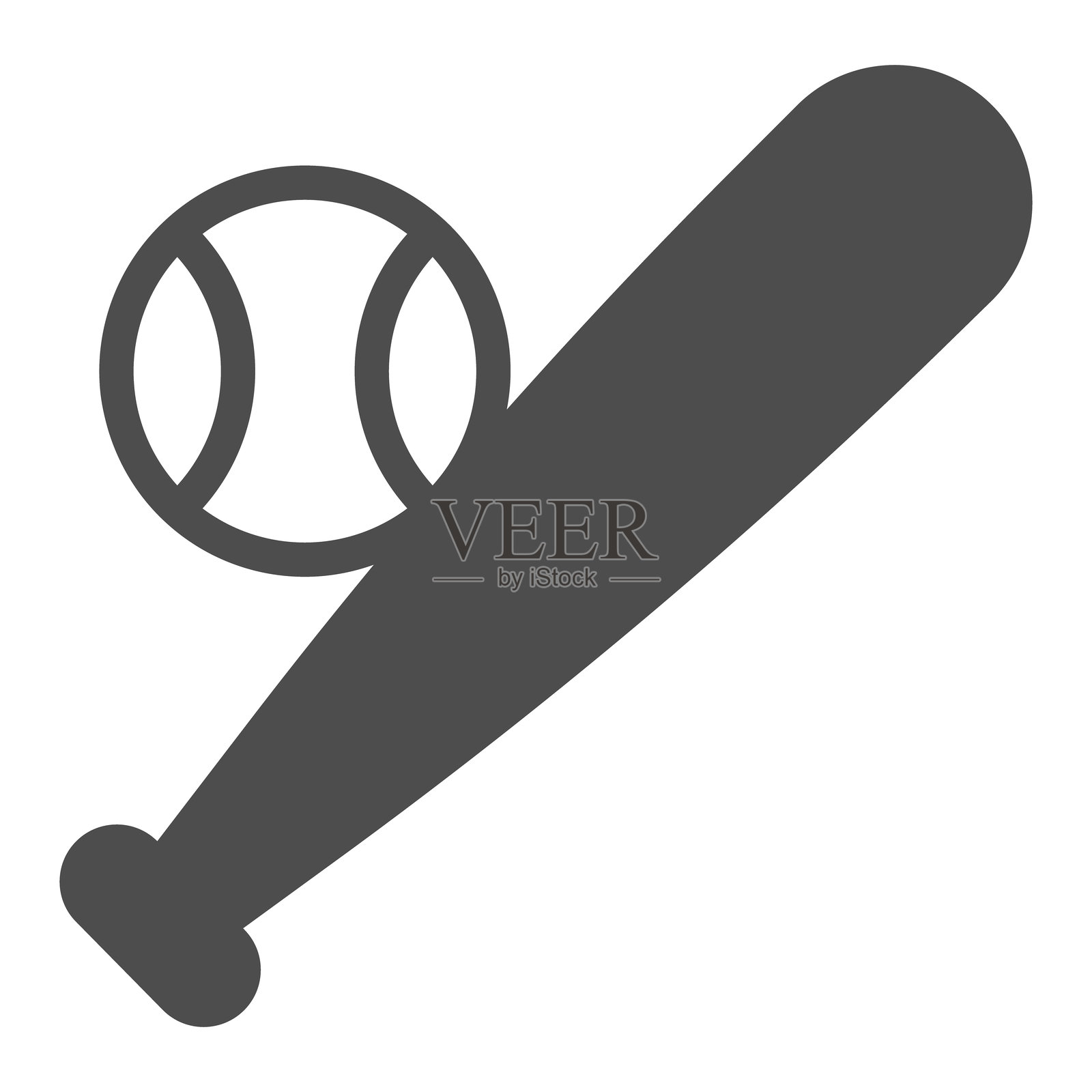 棒球和球棒的实心图标，棒球比赛概念。矢量图形。球棒和球，运动属性标志，适用于移动或网页设计的图标。插画图片素材