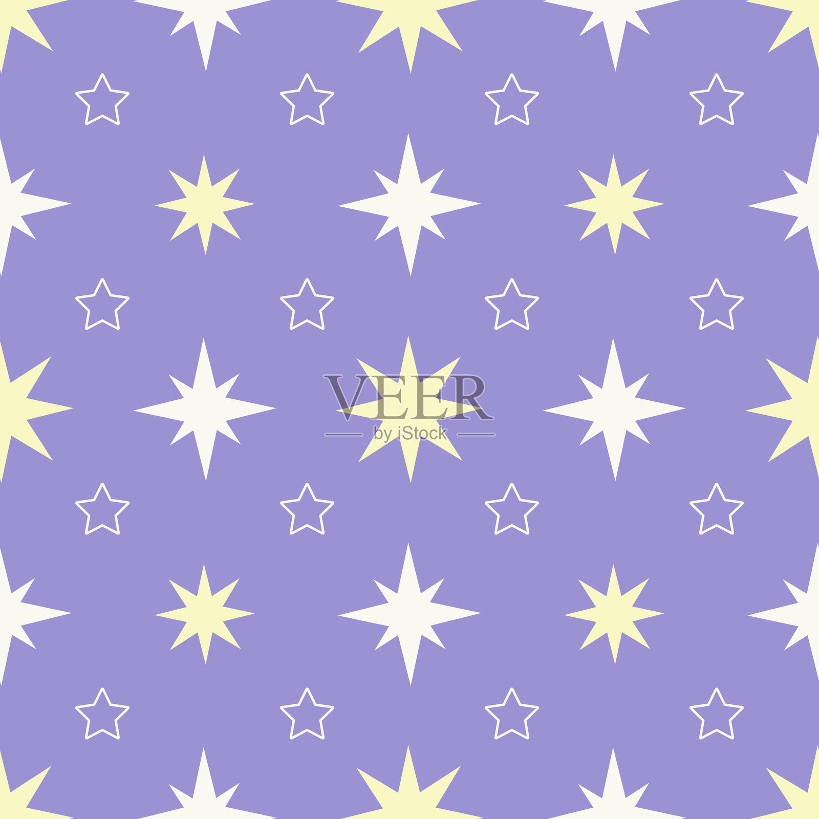 无缝可爱的紫色星空背景 – 适合儿童和文具的可爱图案插画图片素材