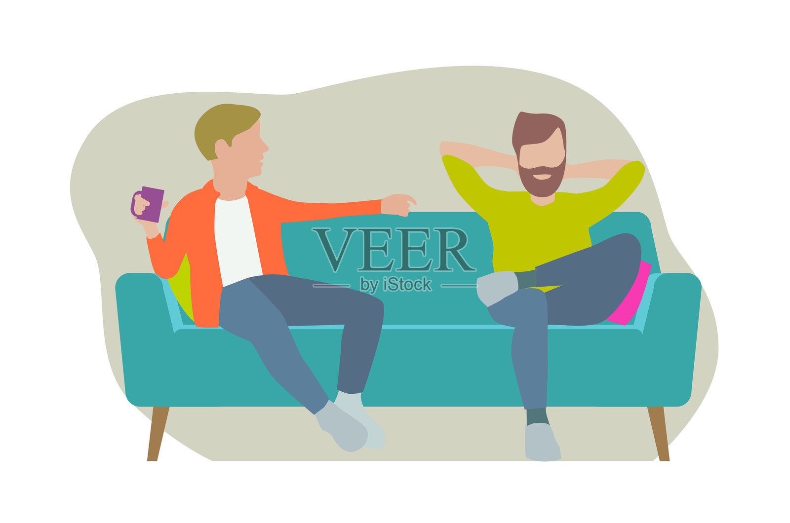 两名男子在讨论插画图片素材