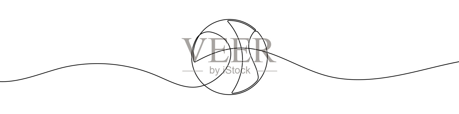 连续一笔画的篮球。极简主义运动器材符号。矢量插图。插画图片素材