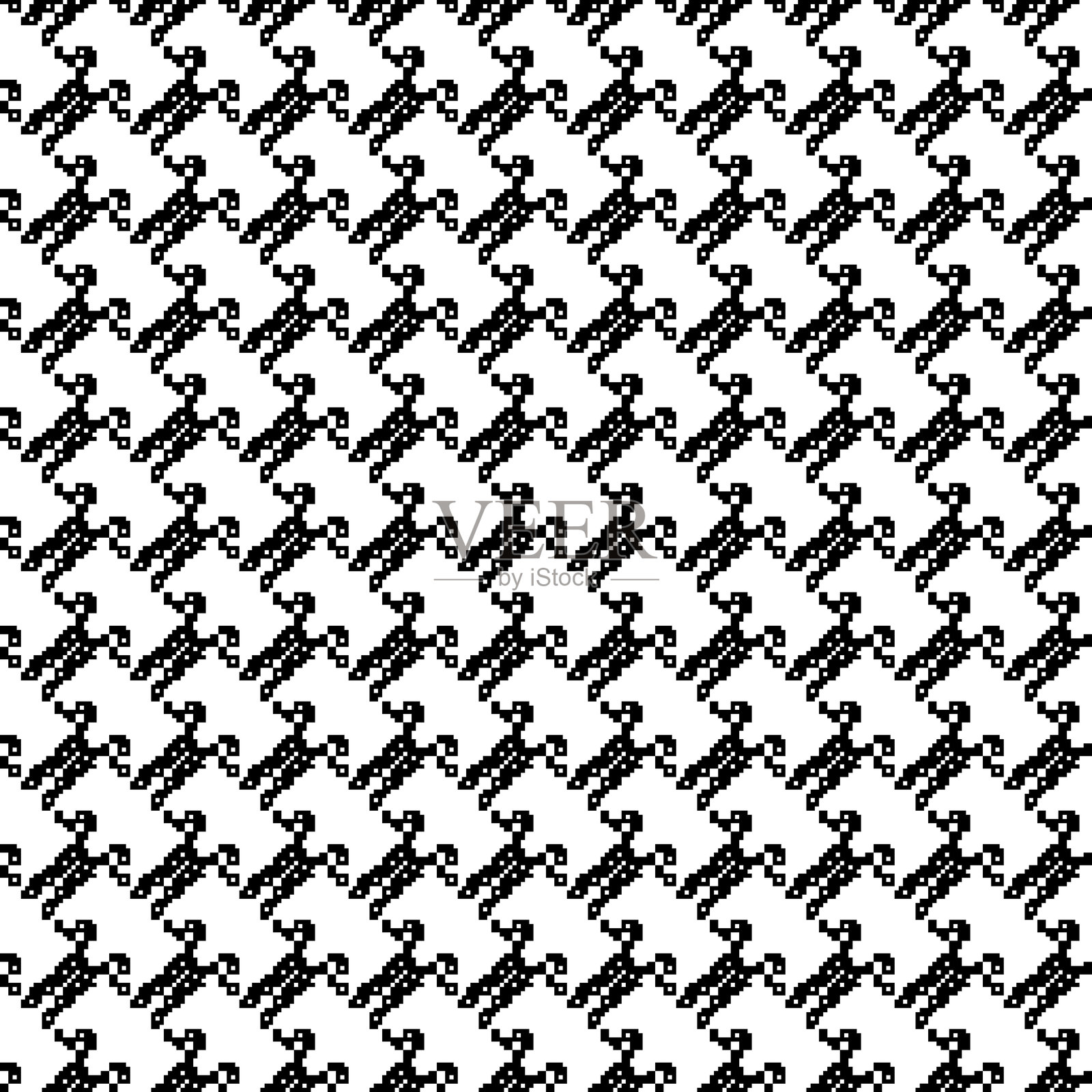 几何千鸟格色彩无缝图案，带有小鸟脚装饰。单色图形设计。现代简约风格的方形背景。用于面料和纺织品的矢量棋盘图案。插画图片素材