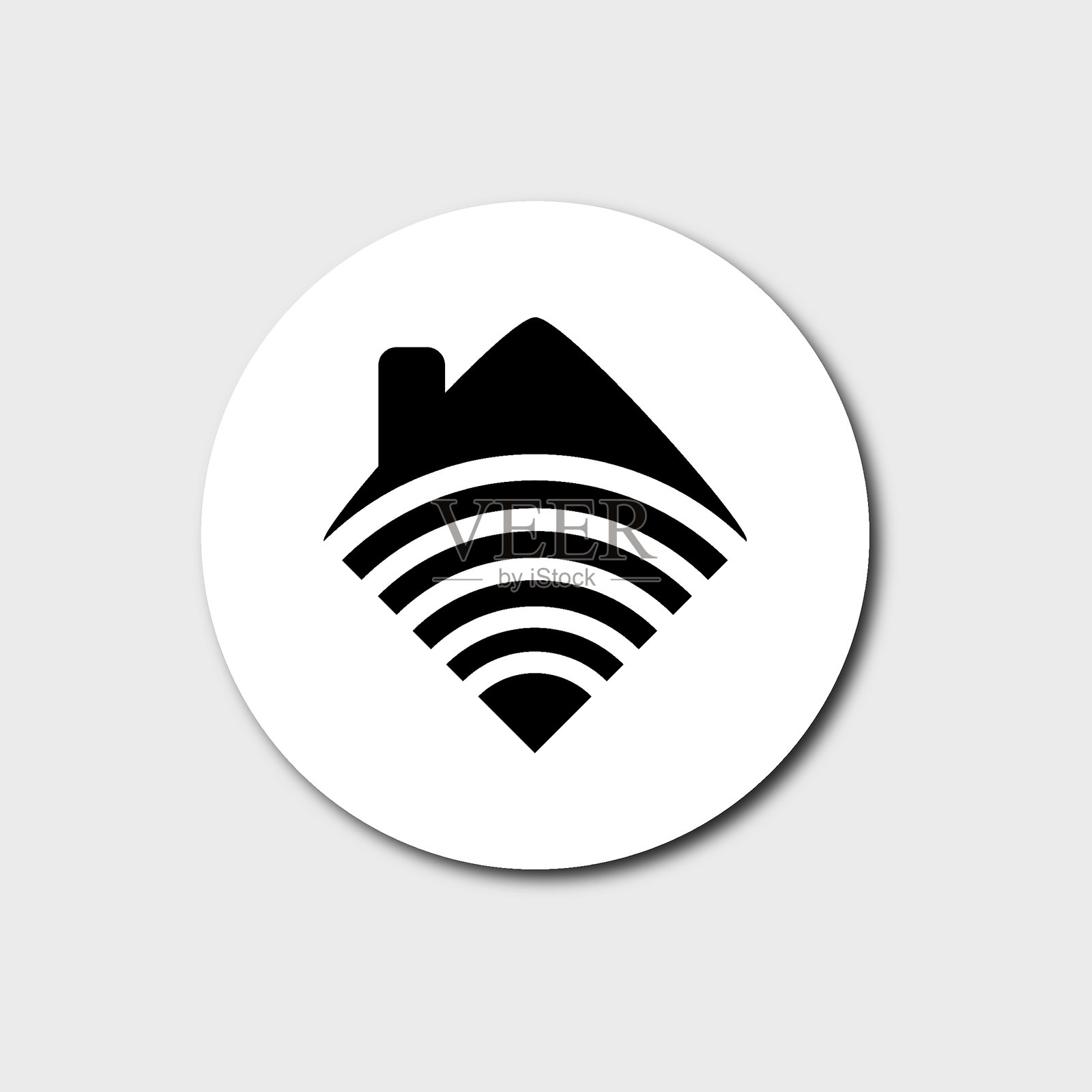 黑色线条的智能家居扁平设计，带有WiFi连接图标的矢量插图。插画图片素材