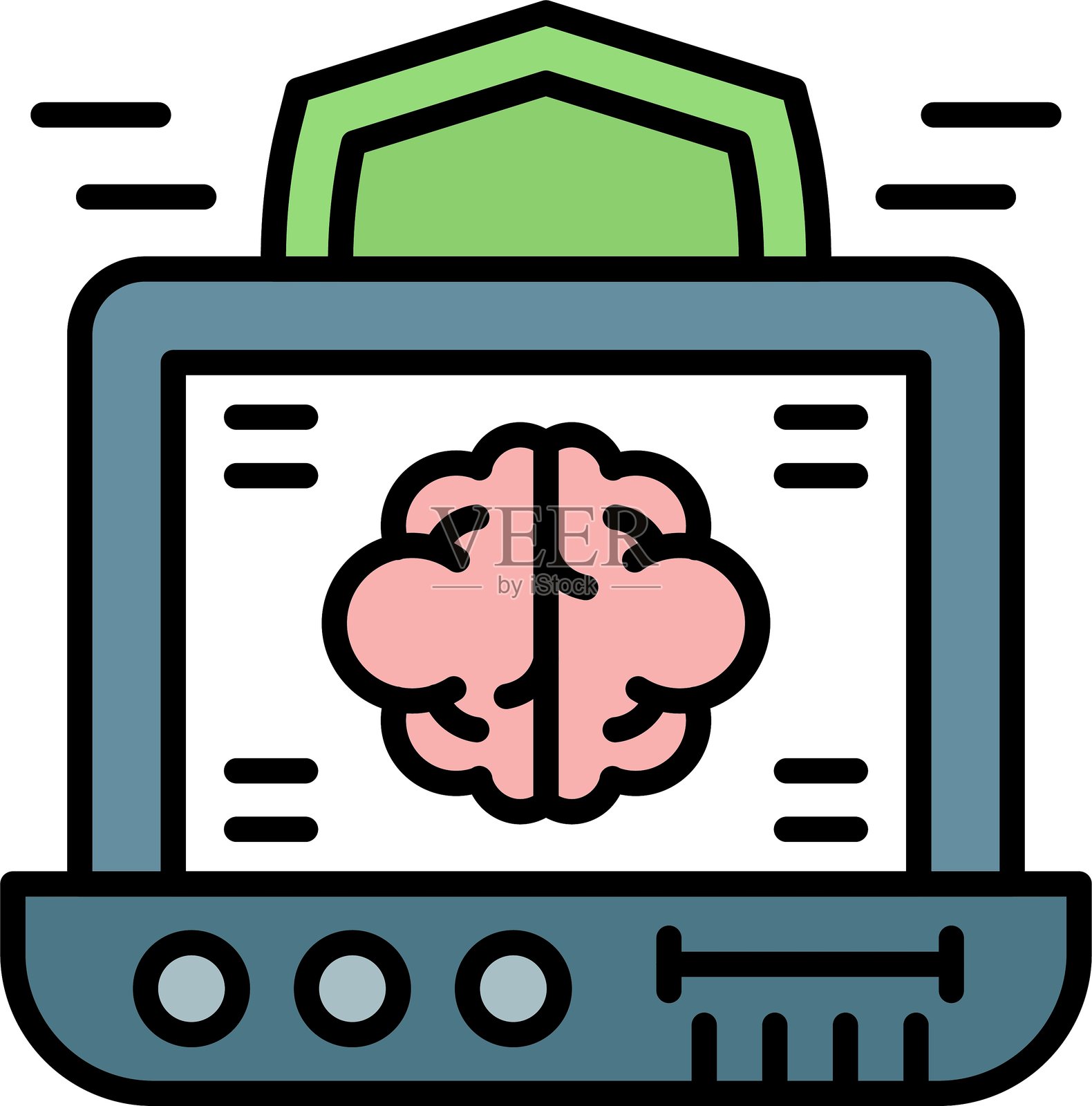 数字大脑图标矢量元素插画图片素材