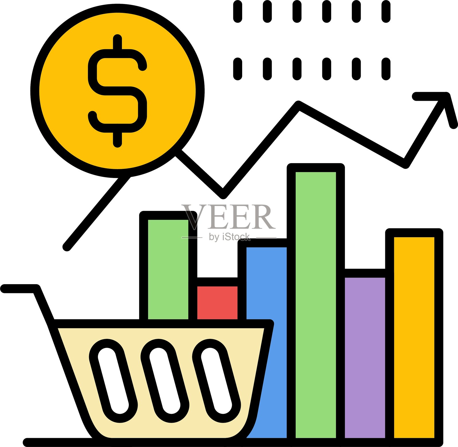 市场趋势图标矢量元素插画图片素材