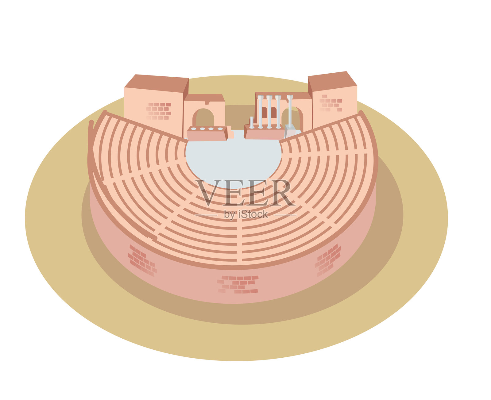 西西里岛陶尔米纳的古希腊剧院插画图片素材