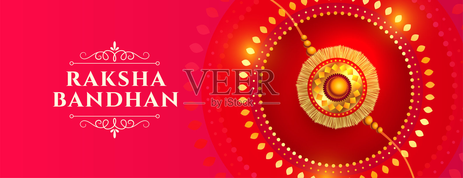 印度文化的拉克沙班丹祝福横幅插画图片素材