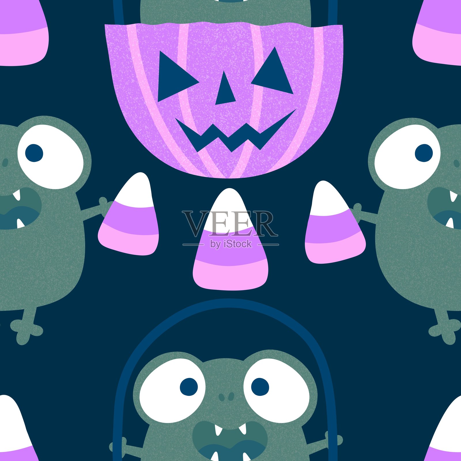 万圣节动物无缝图案，适用于面料、纺织品和包装插画图片素材