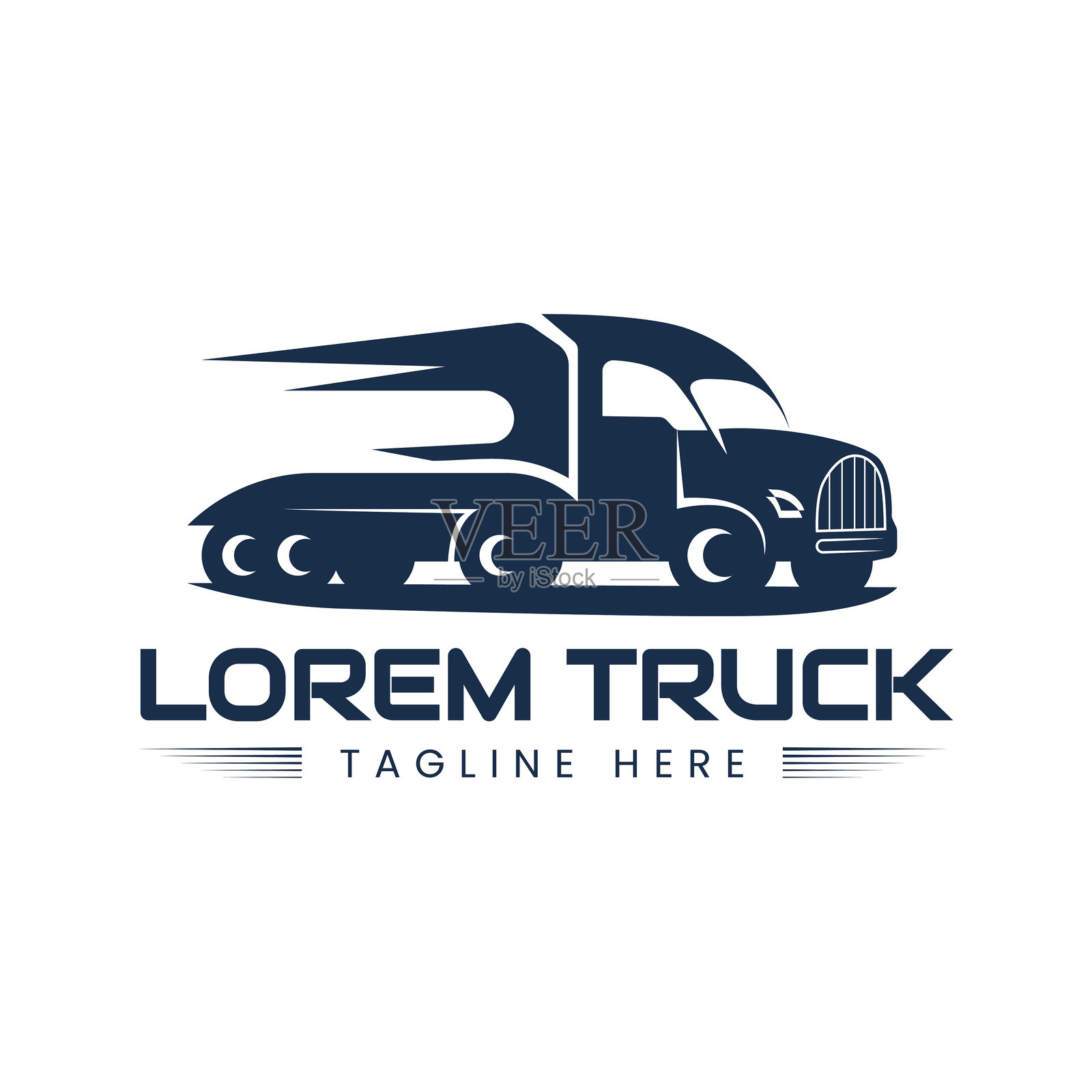 简约干净的侧面卡车轮廓标志 现代运输与物流徽章插画图片素材