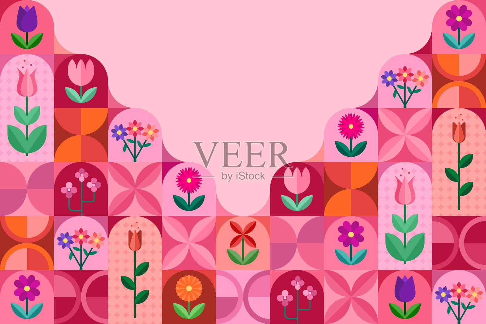 花卉几何图案插画图片素材