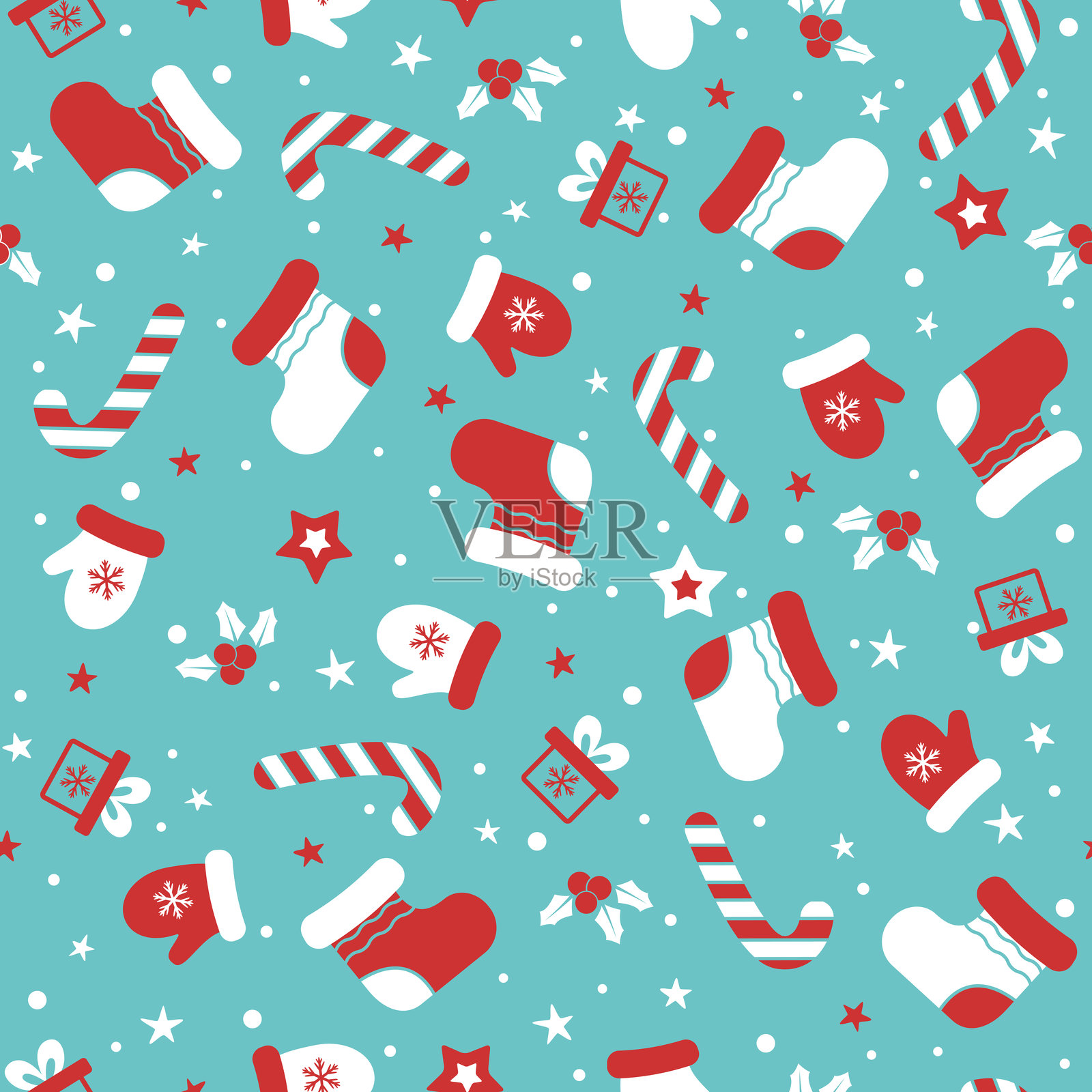 无缝的圣诞元素图案。插画图片素材