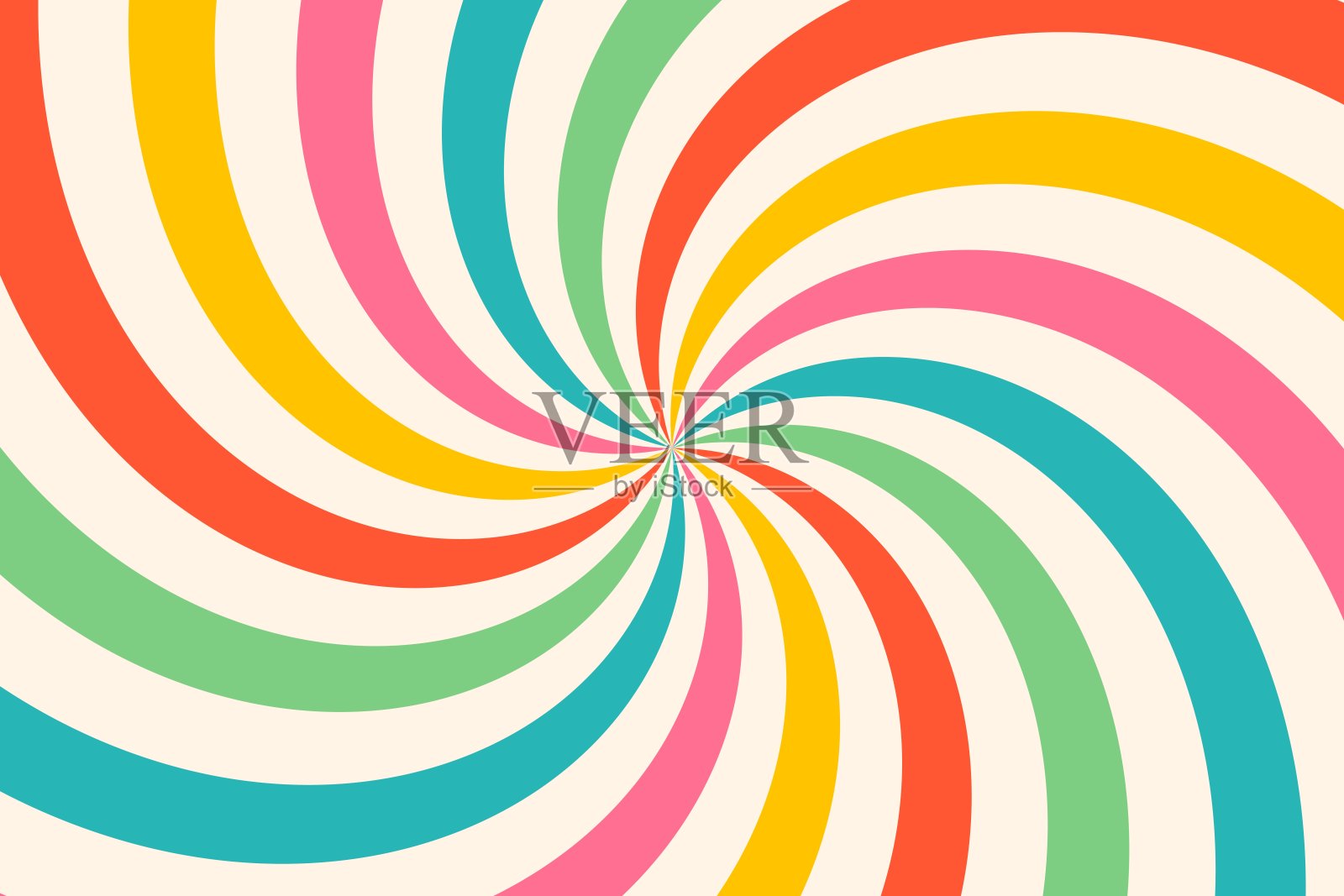 复古风格的彩色阳光辐射或阳光旋涡插画图片素材