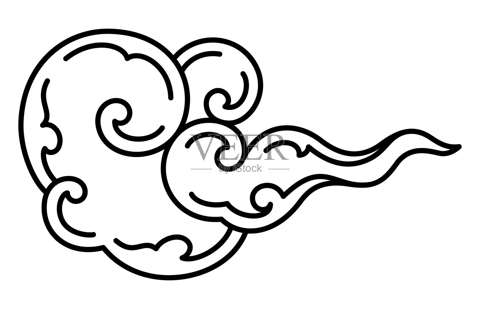 东方云传统风格元素矢量图插画图片素材