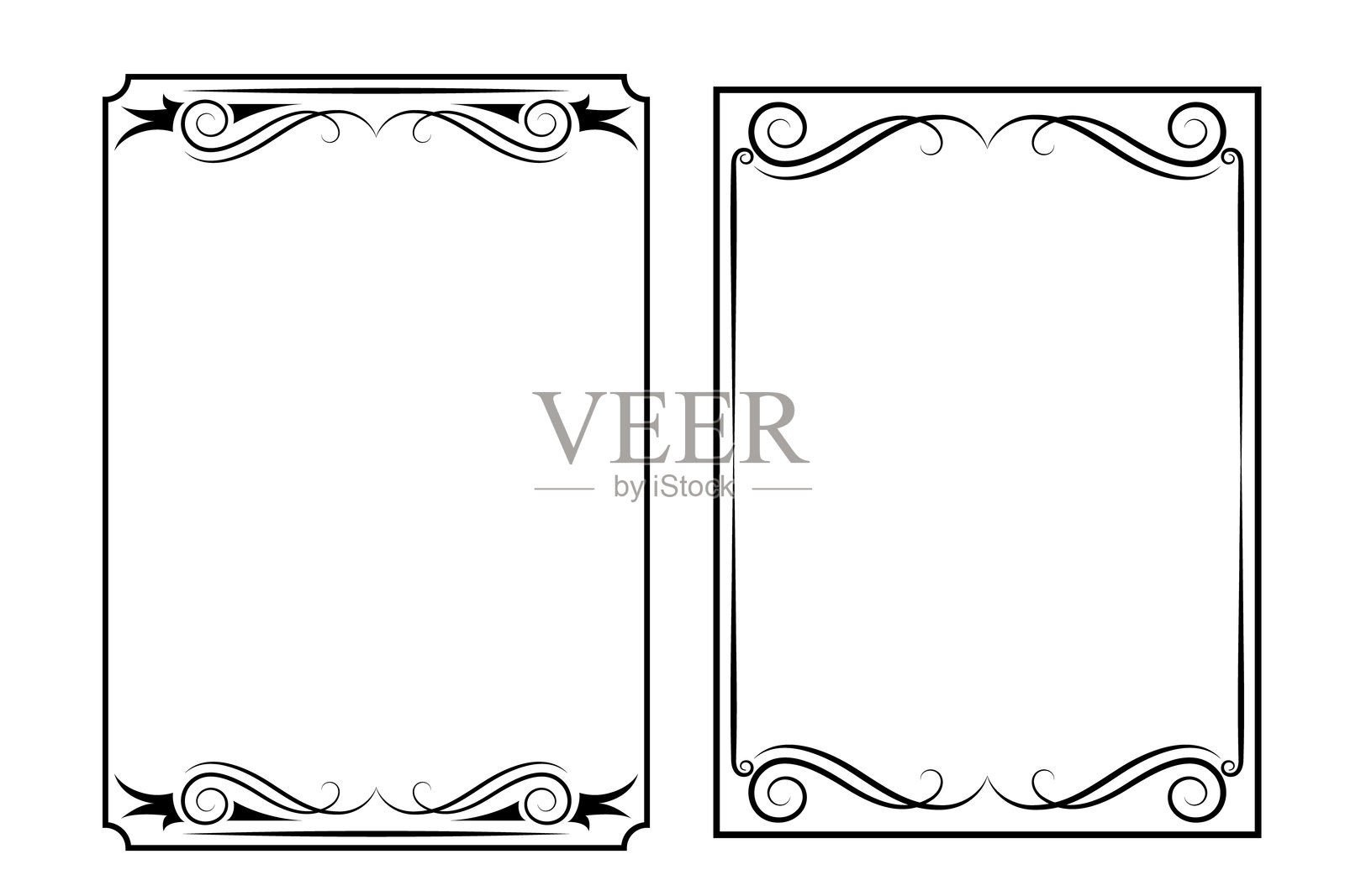 黑色矢量框架在白色背景上插画图片素材