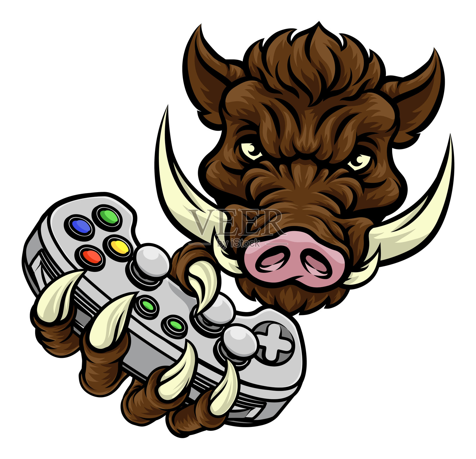 野猪 猪鬃野猪 疣猪 猪 游戏吉祥物插画图片素材