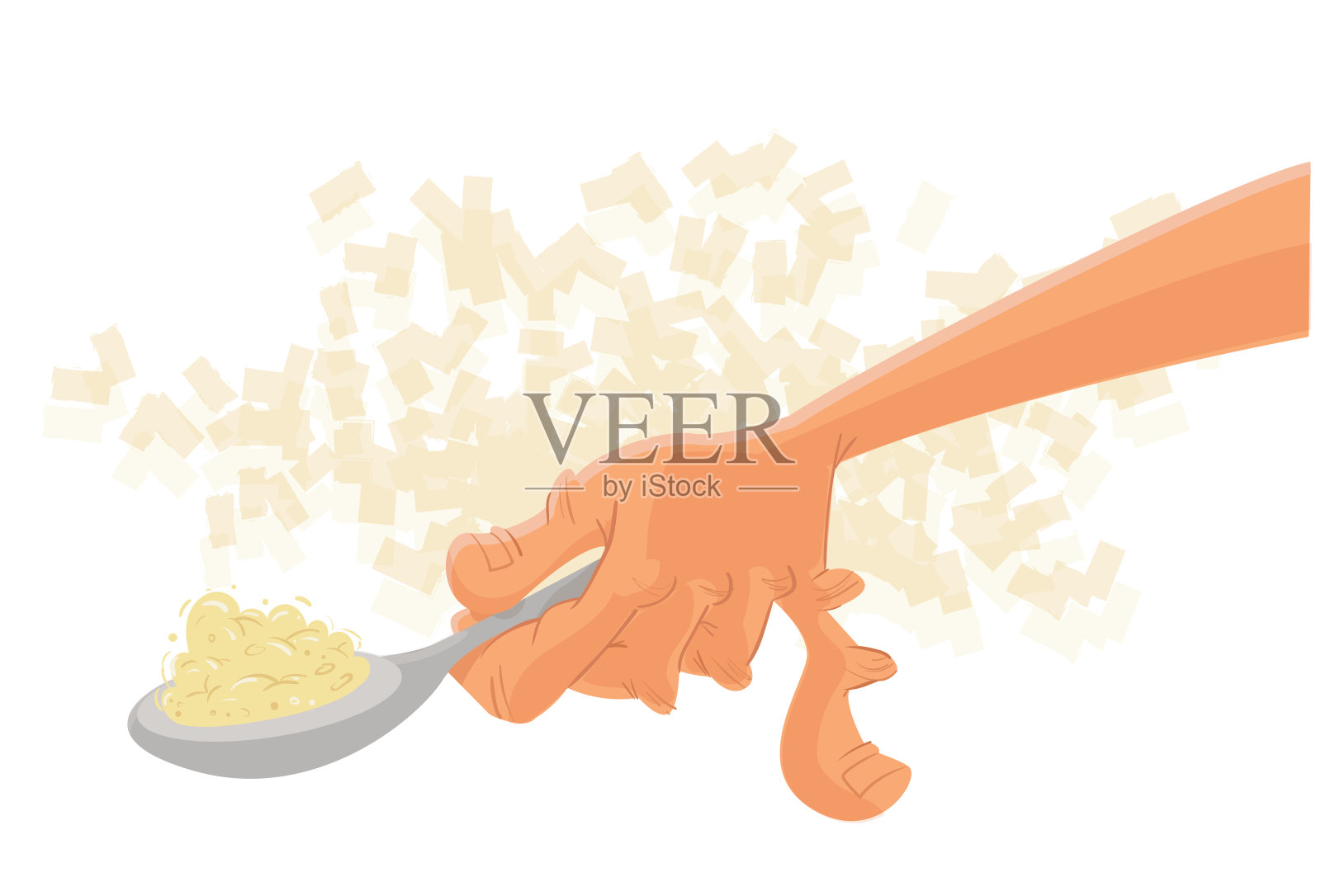 勺子手插画图片素材