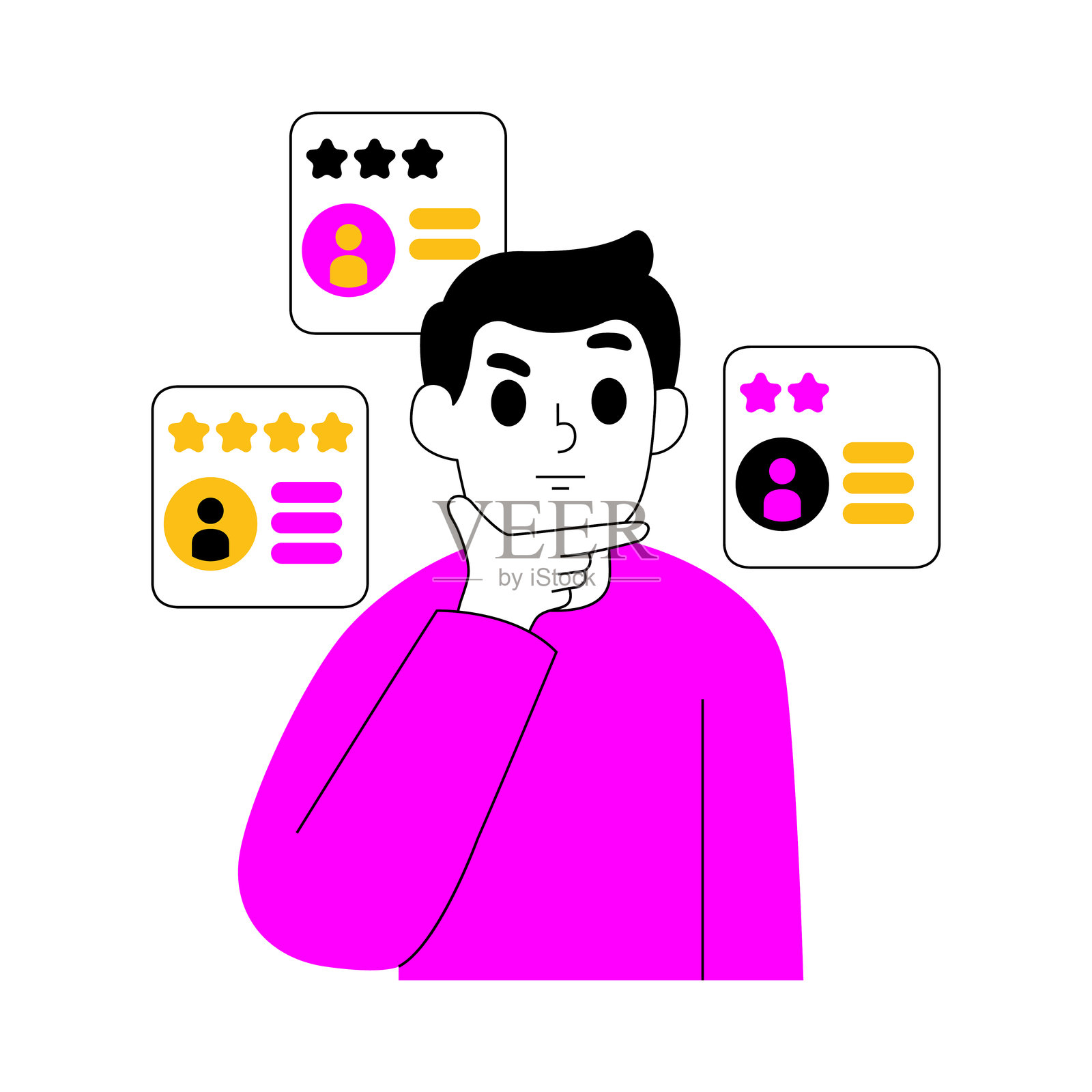 招聘人员考虑申请者的申请的插图插画图片素材