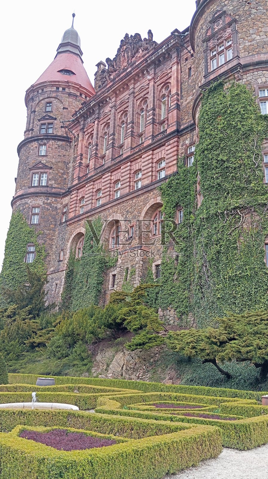 波兰瓦布日赫的克申城堡及其露台的美丽景观照片摄影图片