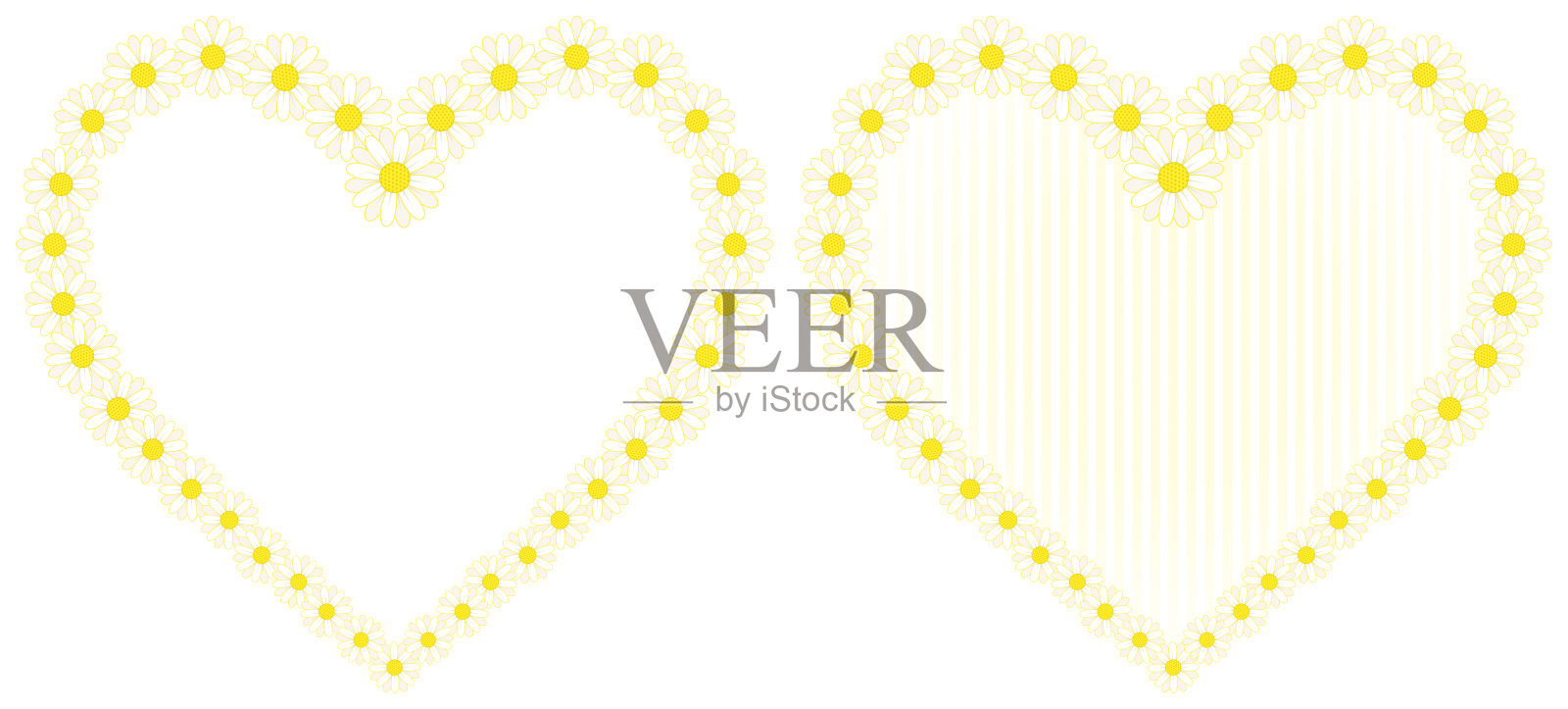 雏菊框架心形图案插画图片素材