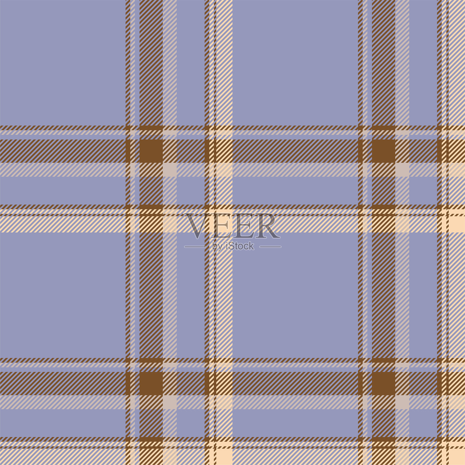 经典的格子图案，蓝色、棕色和米色的永恒设计。非常适合用于纺织品、壁纸或背景应用。舒适、多功能且优雅。插画图片素材