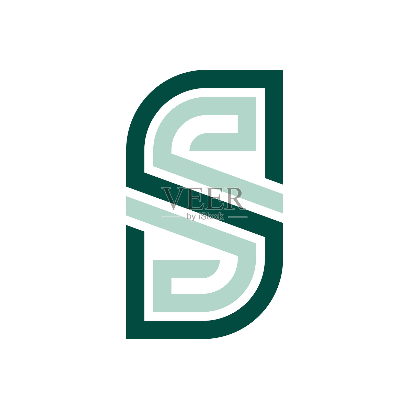 现代几何字母S标志设计，特色时尚重叠形状插画图片素材