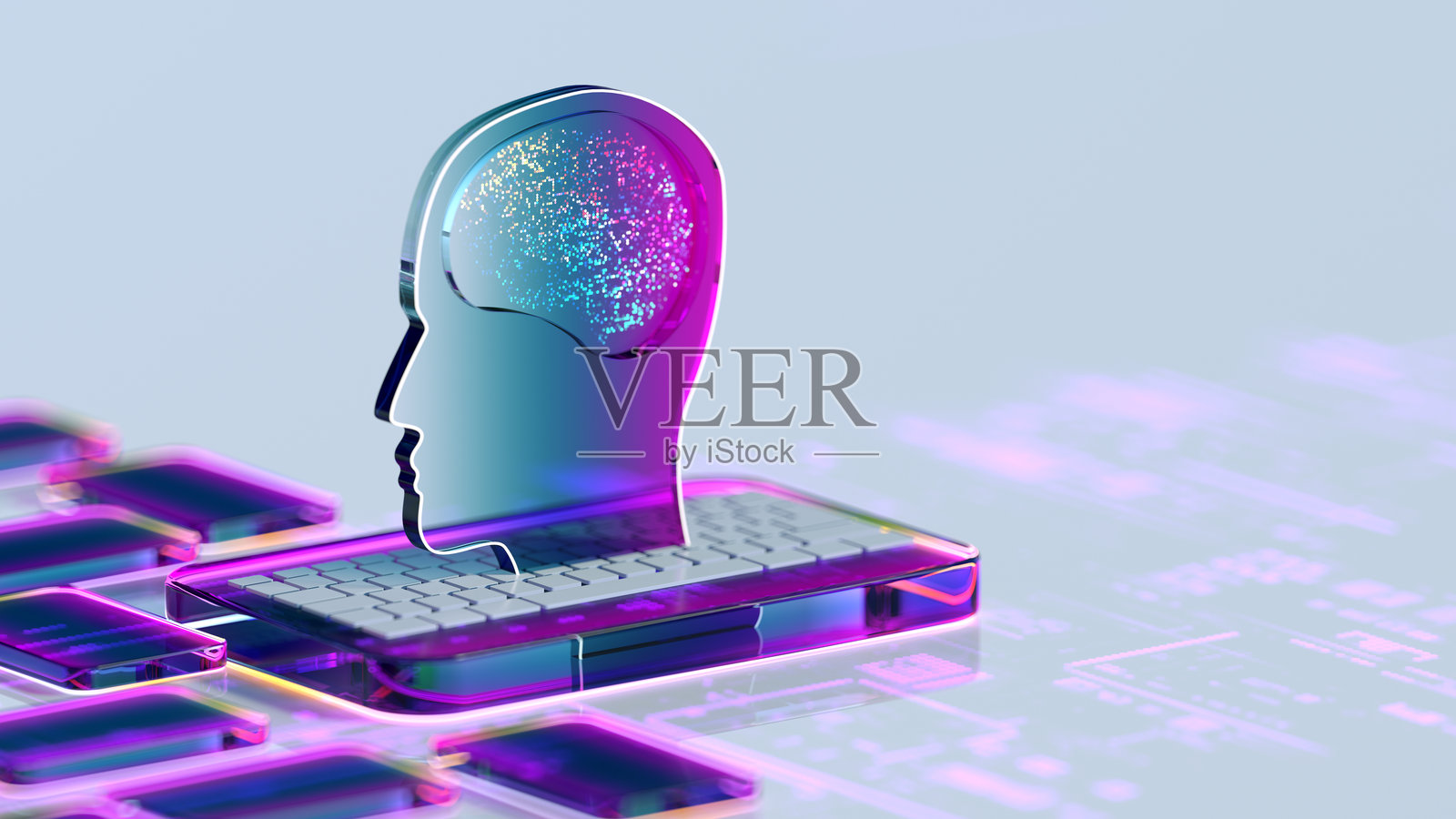 大脑形状。人工智能。大数据。机器学习概念。抽象网络背景。数字化转型。代理型人工智能。照片摄影图片