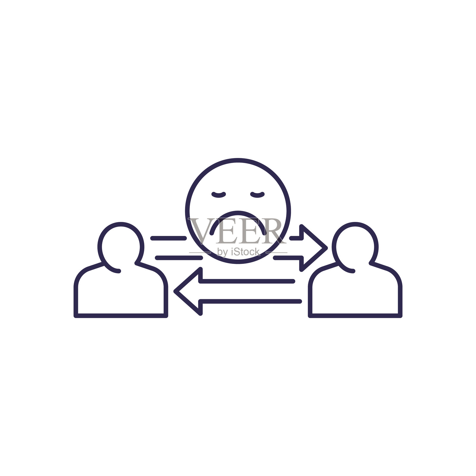 白色背景上的负面社交互动线条图标插画图片素材