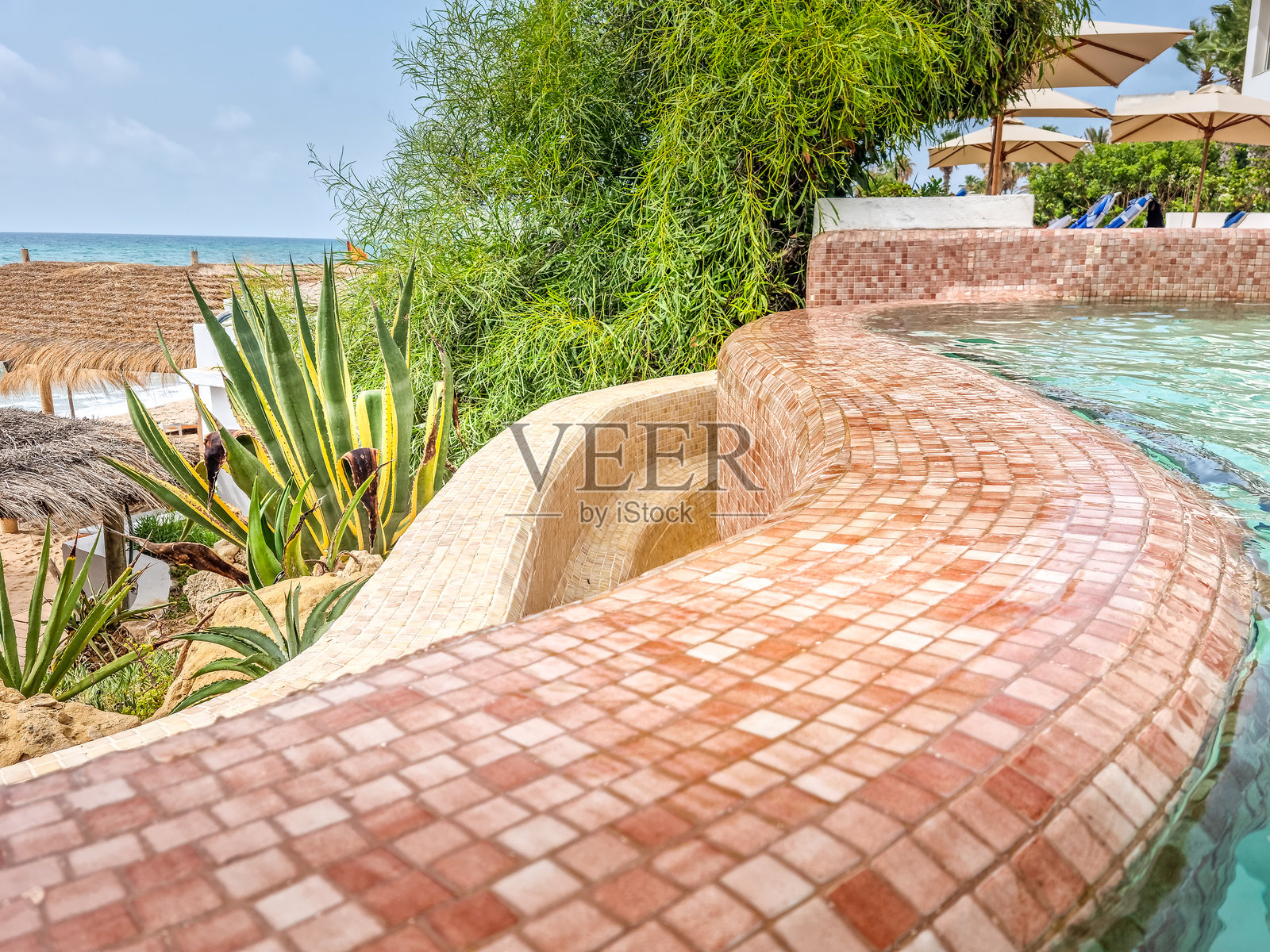 突尼斯哈马梅特的海滩风景照片摄影图片