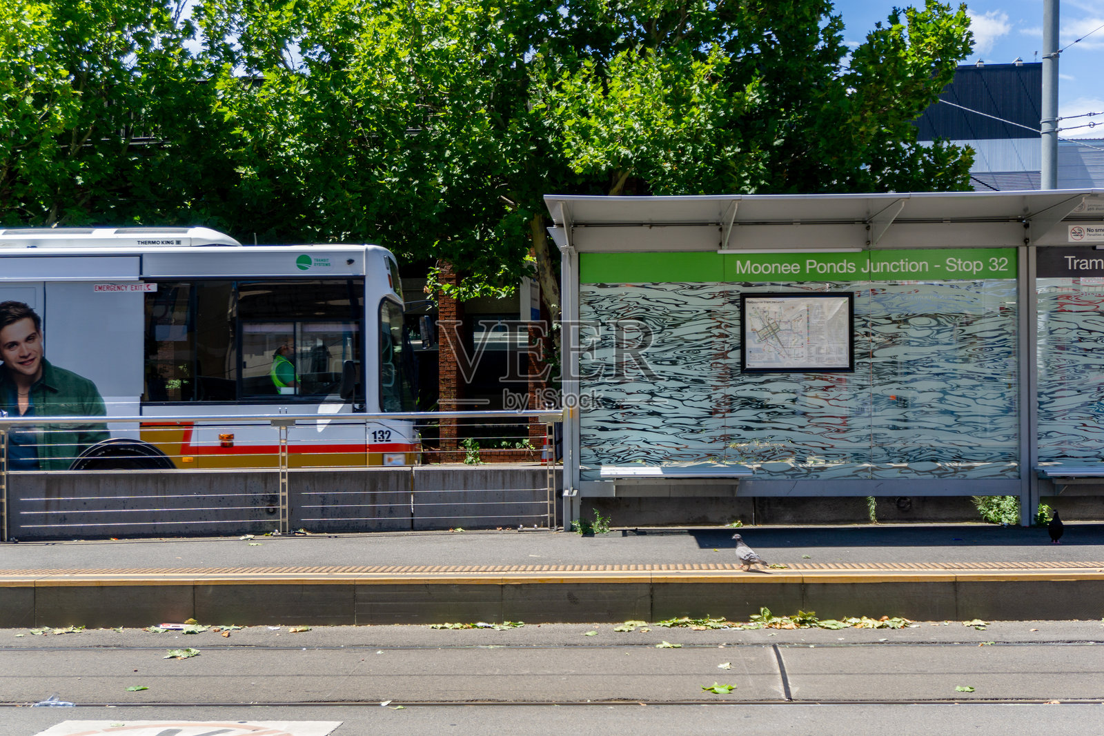 墨尔本，澳大利亚的穆尼庞德交汇处电车站（32号站）。照片摄影图片