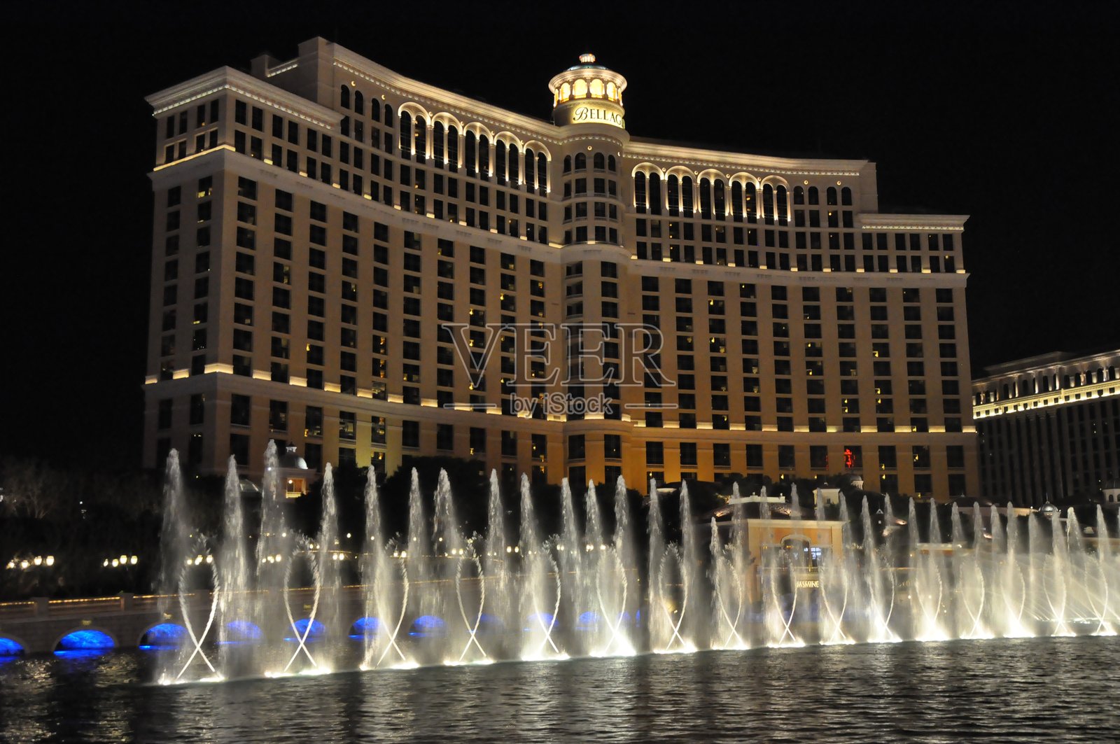 拉斯维加斯内华达州贝拉吉奥酒店和赌场的喷泉照片摄影图片