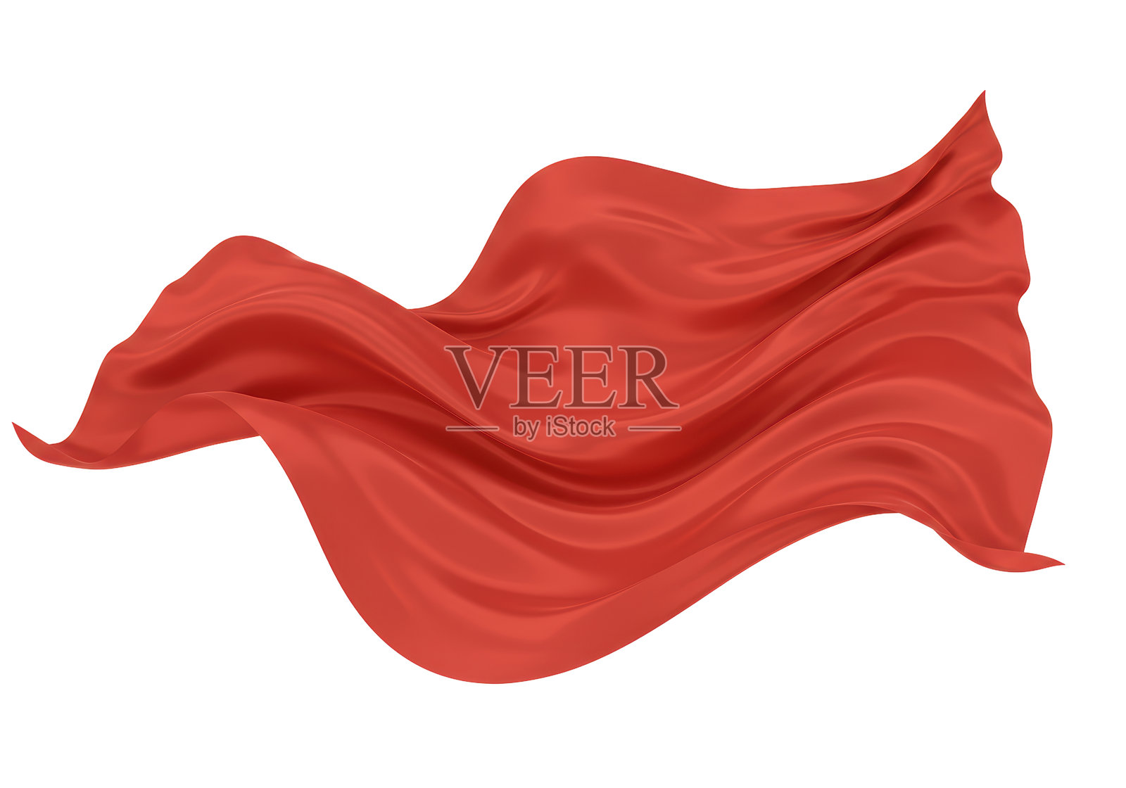 孤立的流动红色丝绸面料照片摄影图片