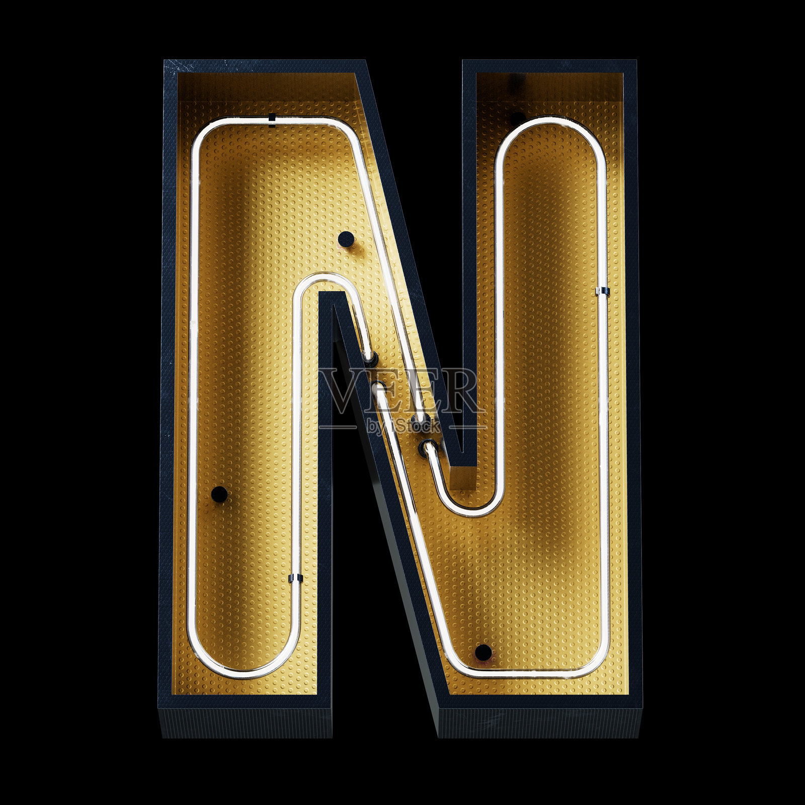 明亮的霓虹字体。金属未来主义赛博朋克概念。照片摄影图片