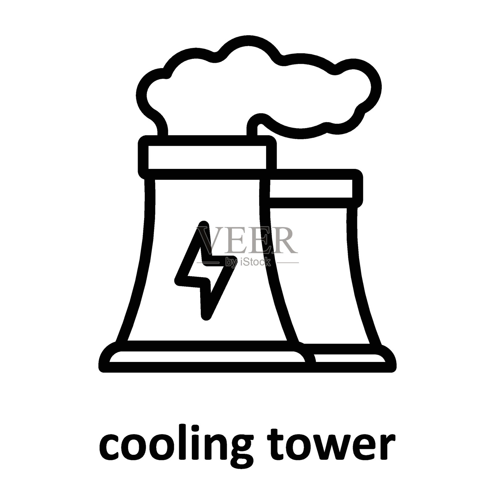 可轻松修改或编辑的冷却塔矢量图标插画图片素材