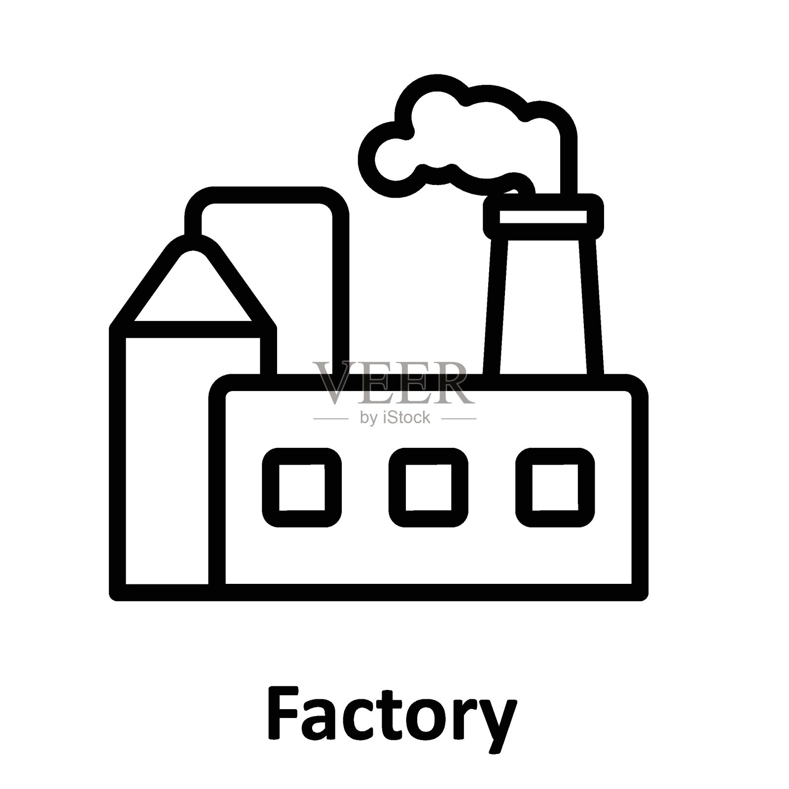 可轻松修改或编辑的工厂矢量图标插画图片素材
