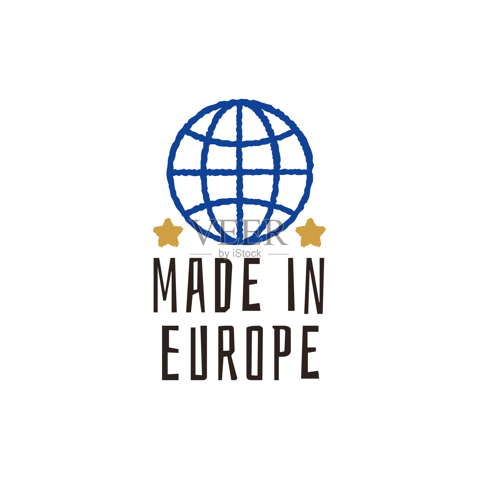 欧洲制造地球标签标志插画图片素材