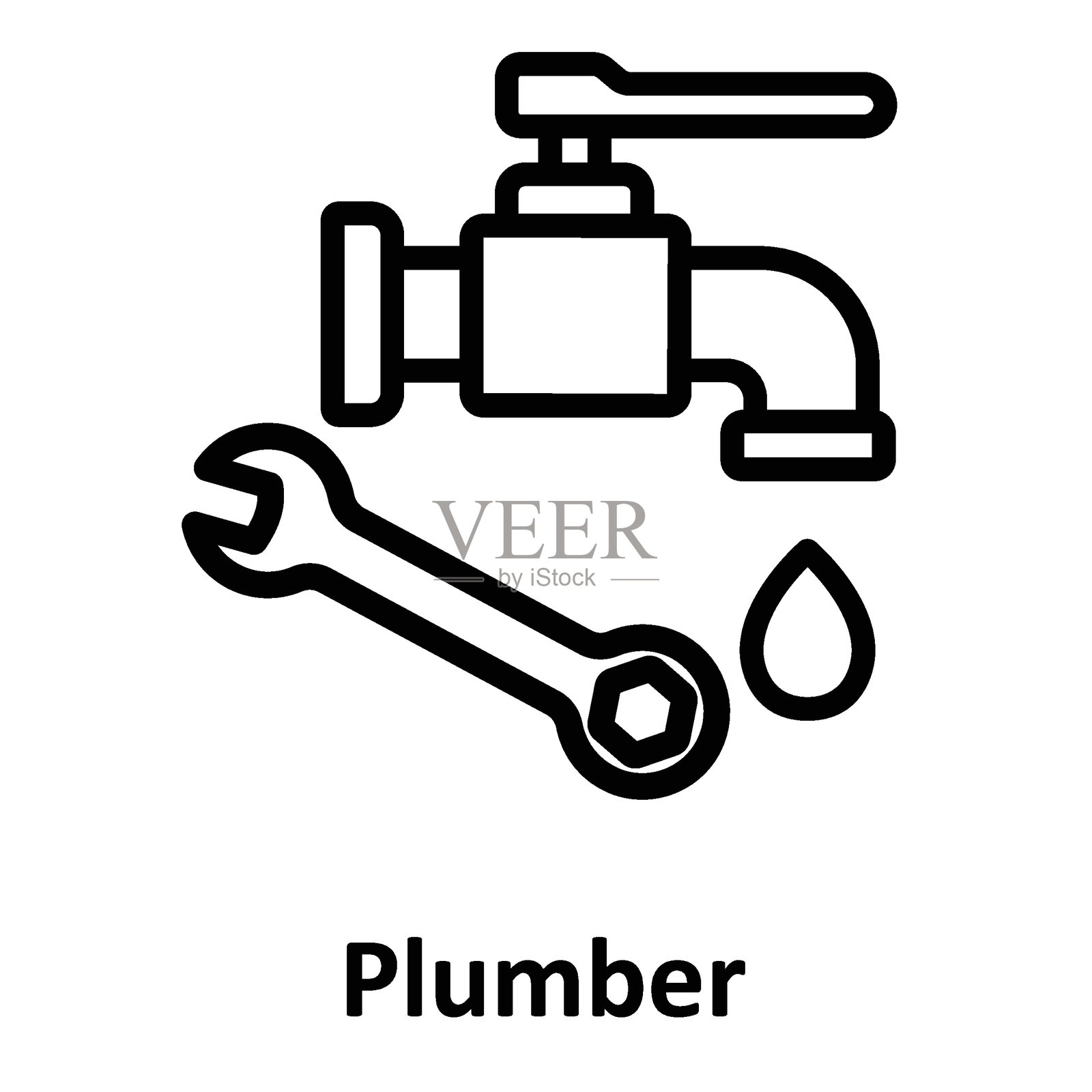可轻松修改或编辑的管道工矢量图标插画图片素材