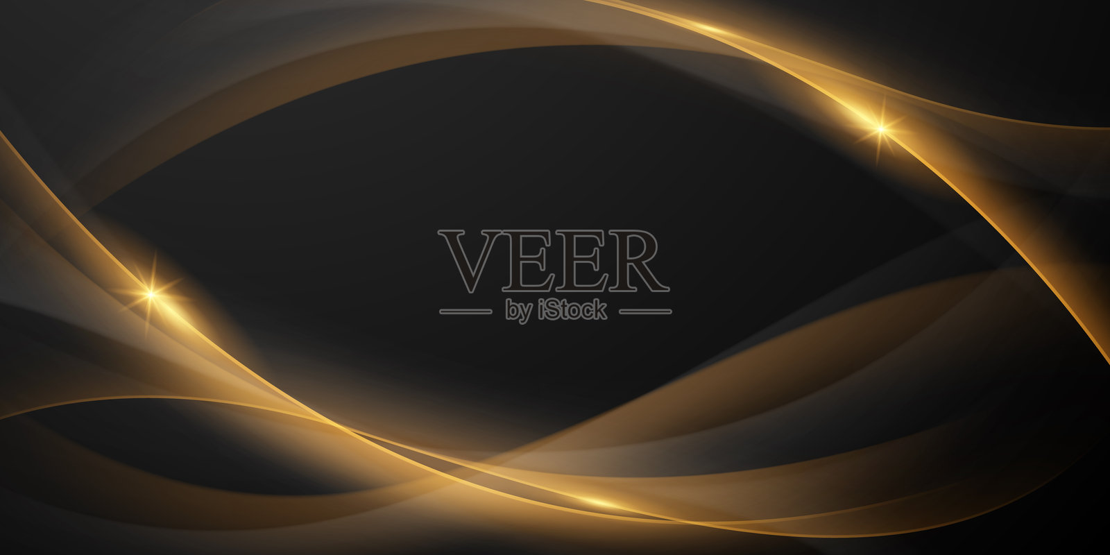 抽象现代设计，黑色背景配奢华金色元素，矢量插图。插画图片素材