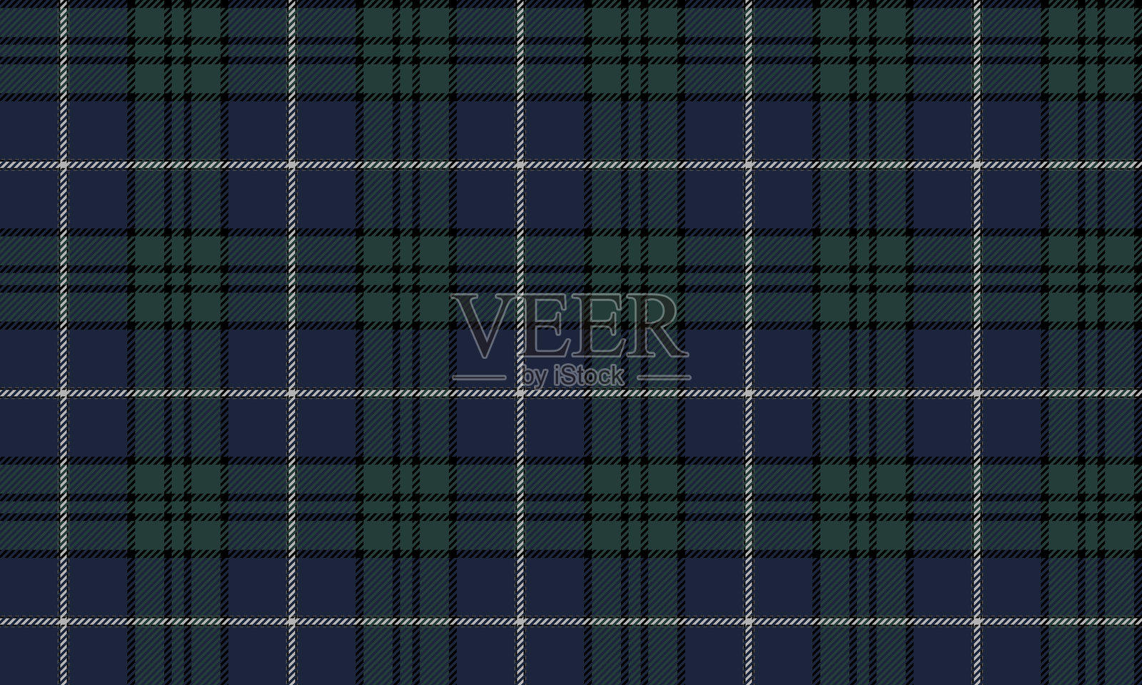 无缝格子图案，绿色、蓝色和白色，为服装、裙子、连衣裙和需要简单但独特风格的装饰面料提供了一种简约、现代的外观。插画图片素材