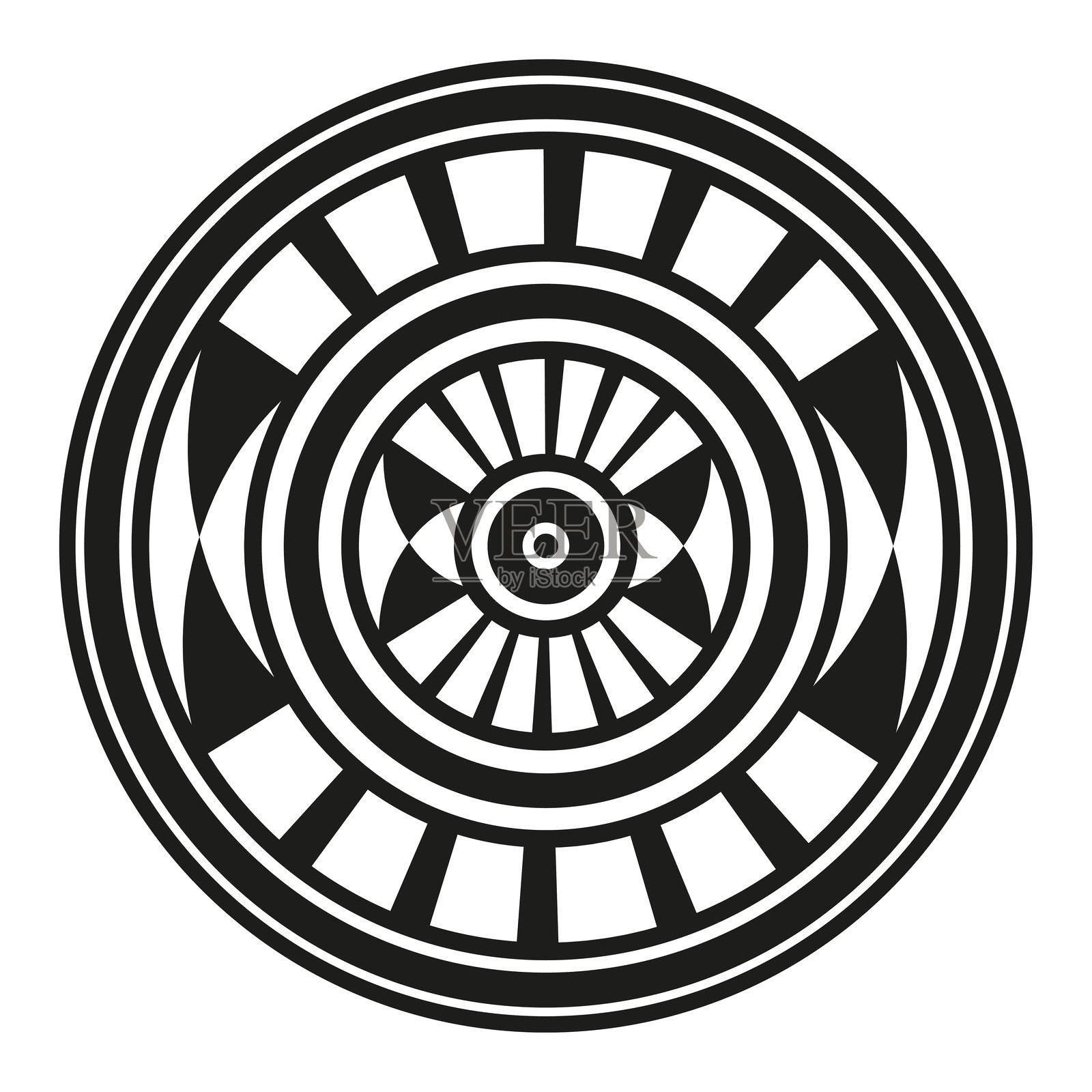 机械圆形。齿轮矢量符号。抽象轮子设计。对称元素。插画图片素材