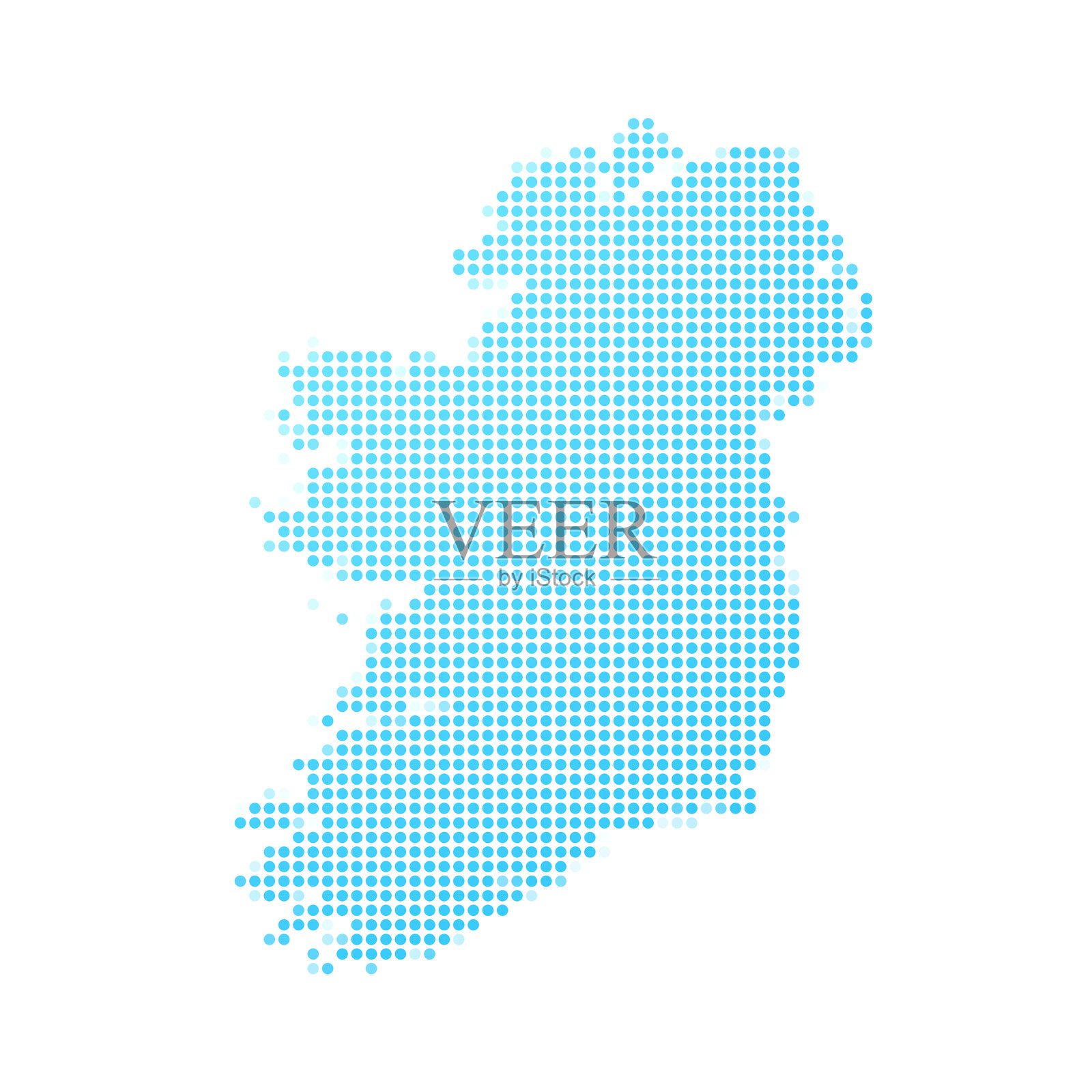 爱尔兰地图的蓝点在白色的背景插画图片素材