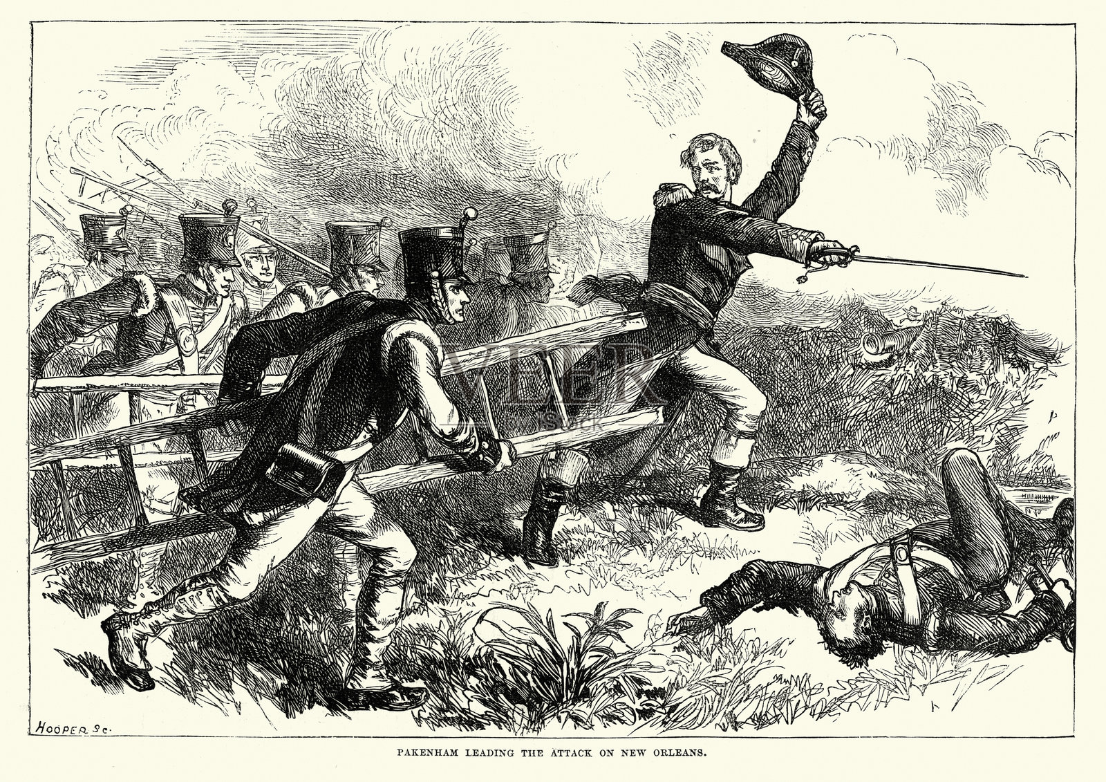 爱德华·帕克纳姆在新奥尔良战役中插画图片素材