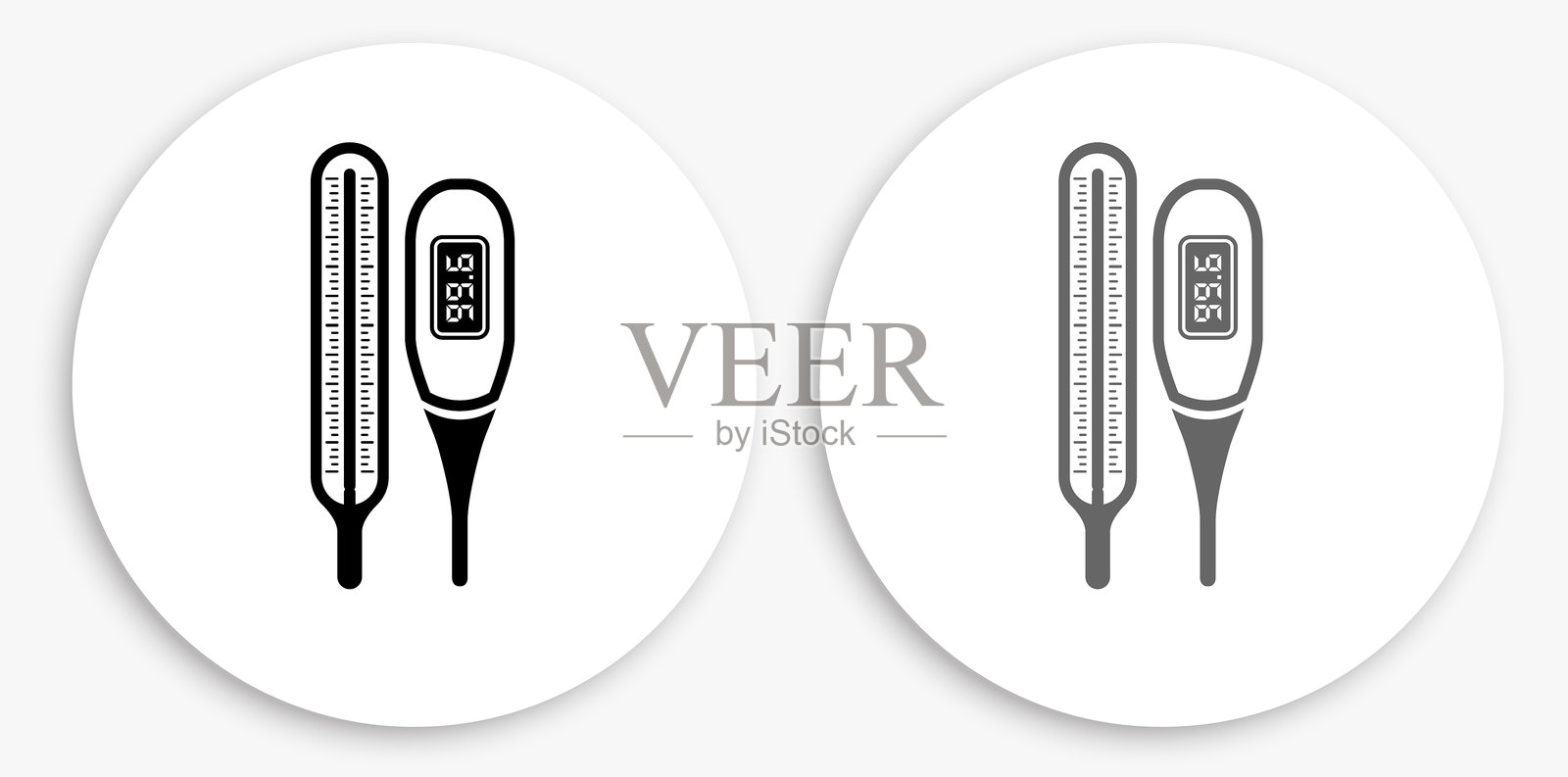 温度计黑白圆形图标插画图片素材