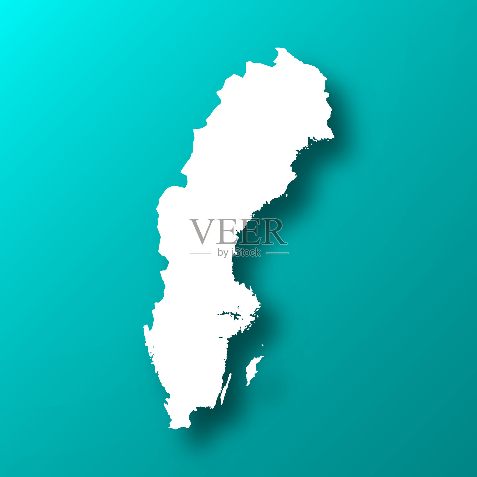 瑞典地图上有蓝绿色的阴影背景插画图片素材