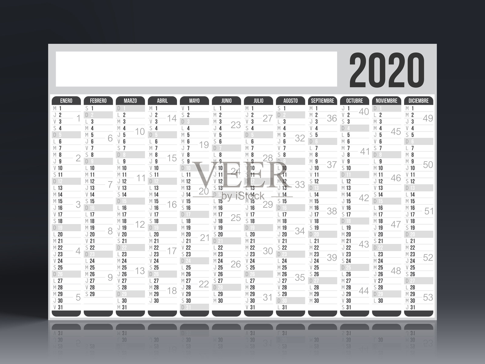 西班牙2020年日历插画图片素材