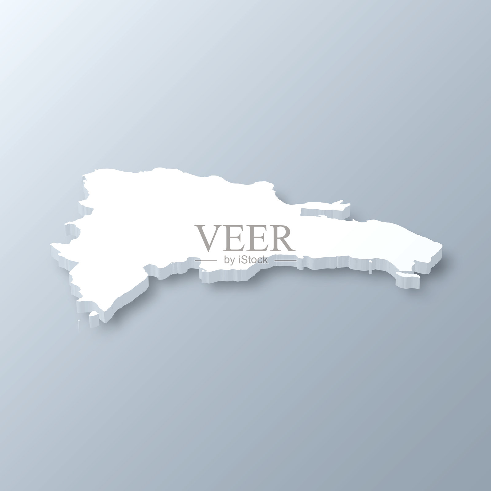 多米尼加共和国3D地图上的灰色背景插画图片素材