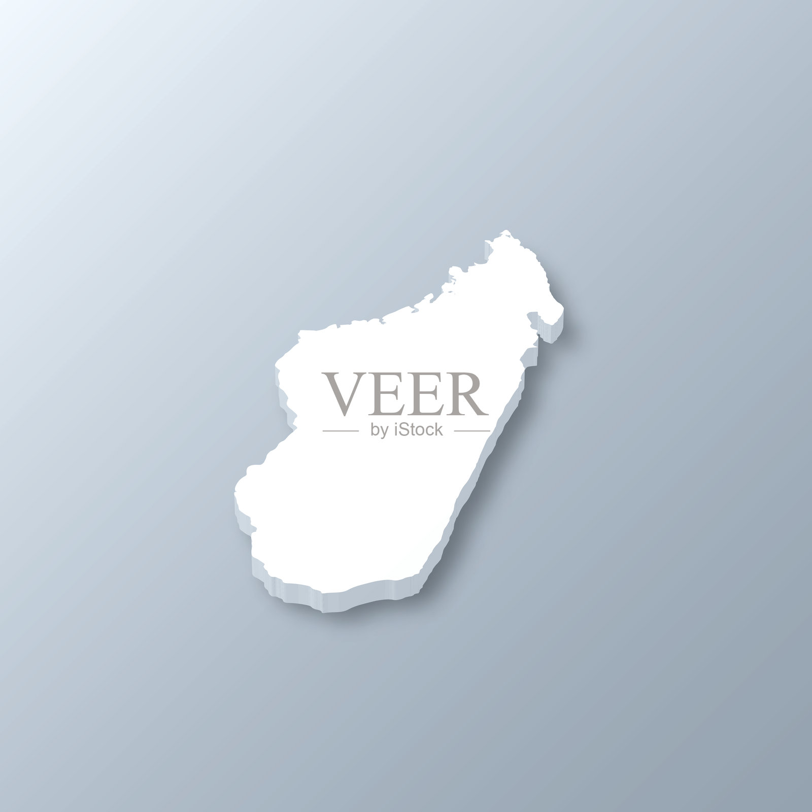 马达加斯加3D地图上的灰色背景插画图片素材