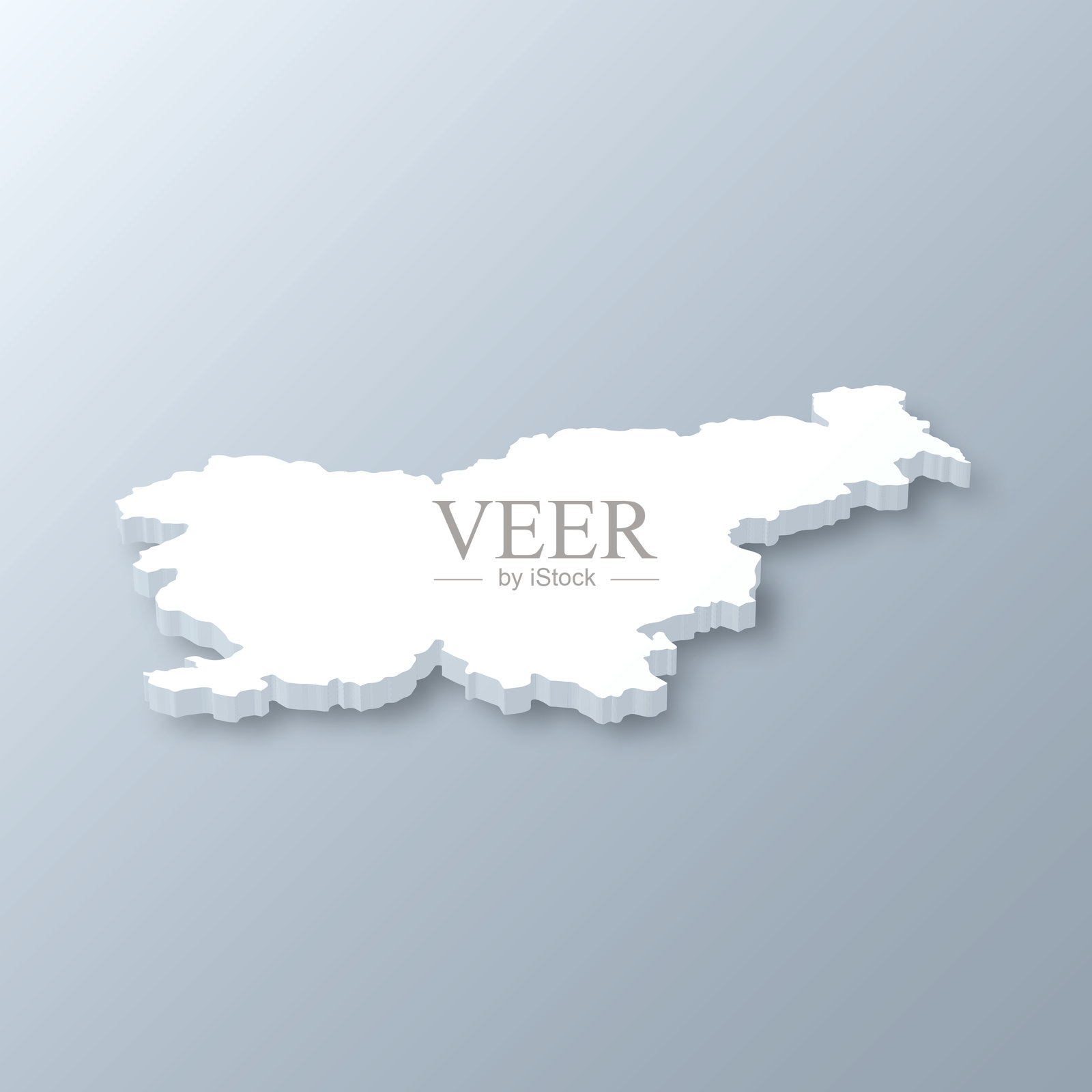 斯洛文尼亚3D地图上的灰色背景插画图片素材